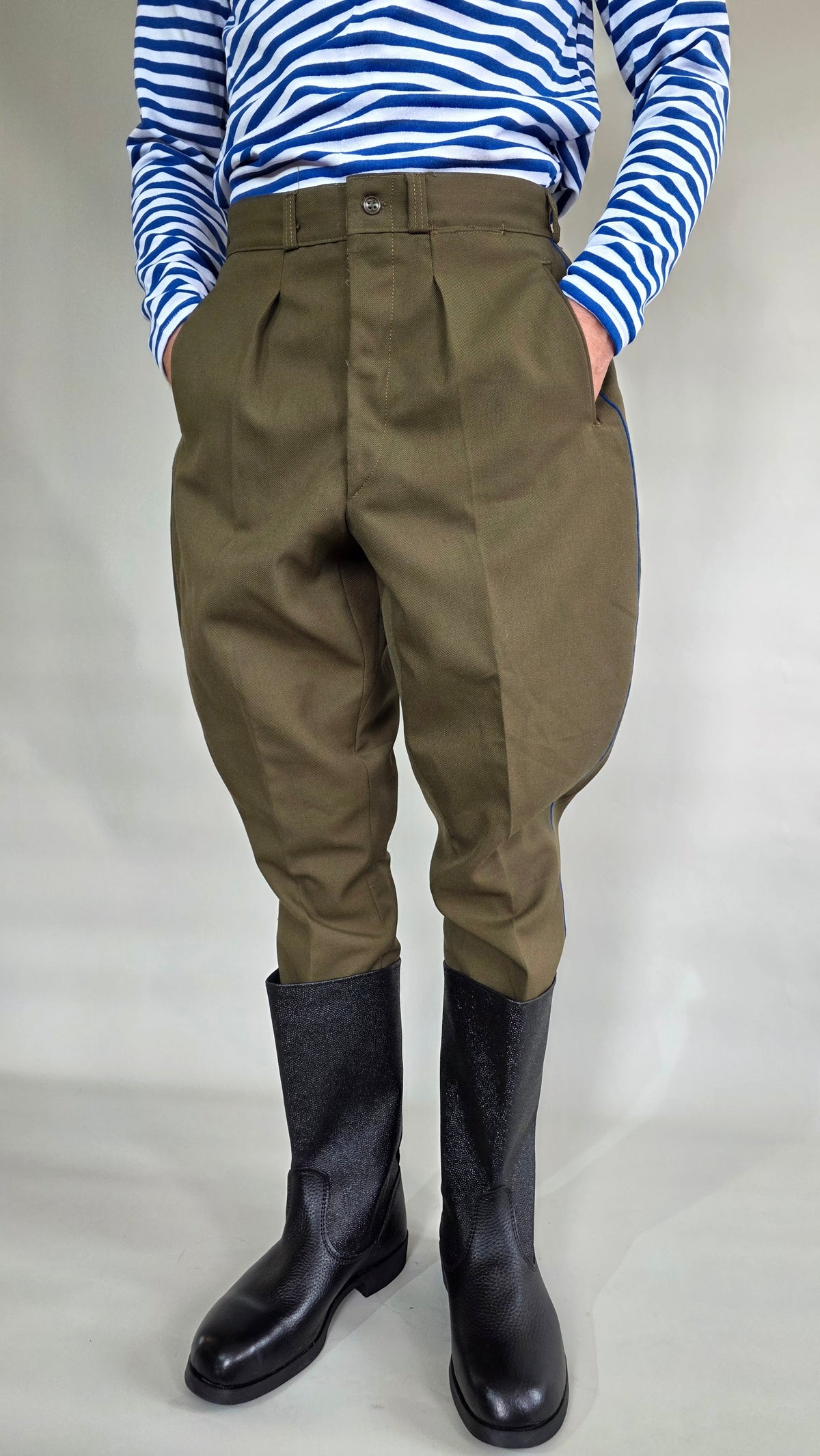 Soviet USSR Vintage KGB Breeches Gallife Blue Piping Classic Uniform Trousers