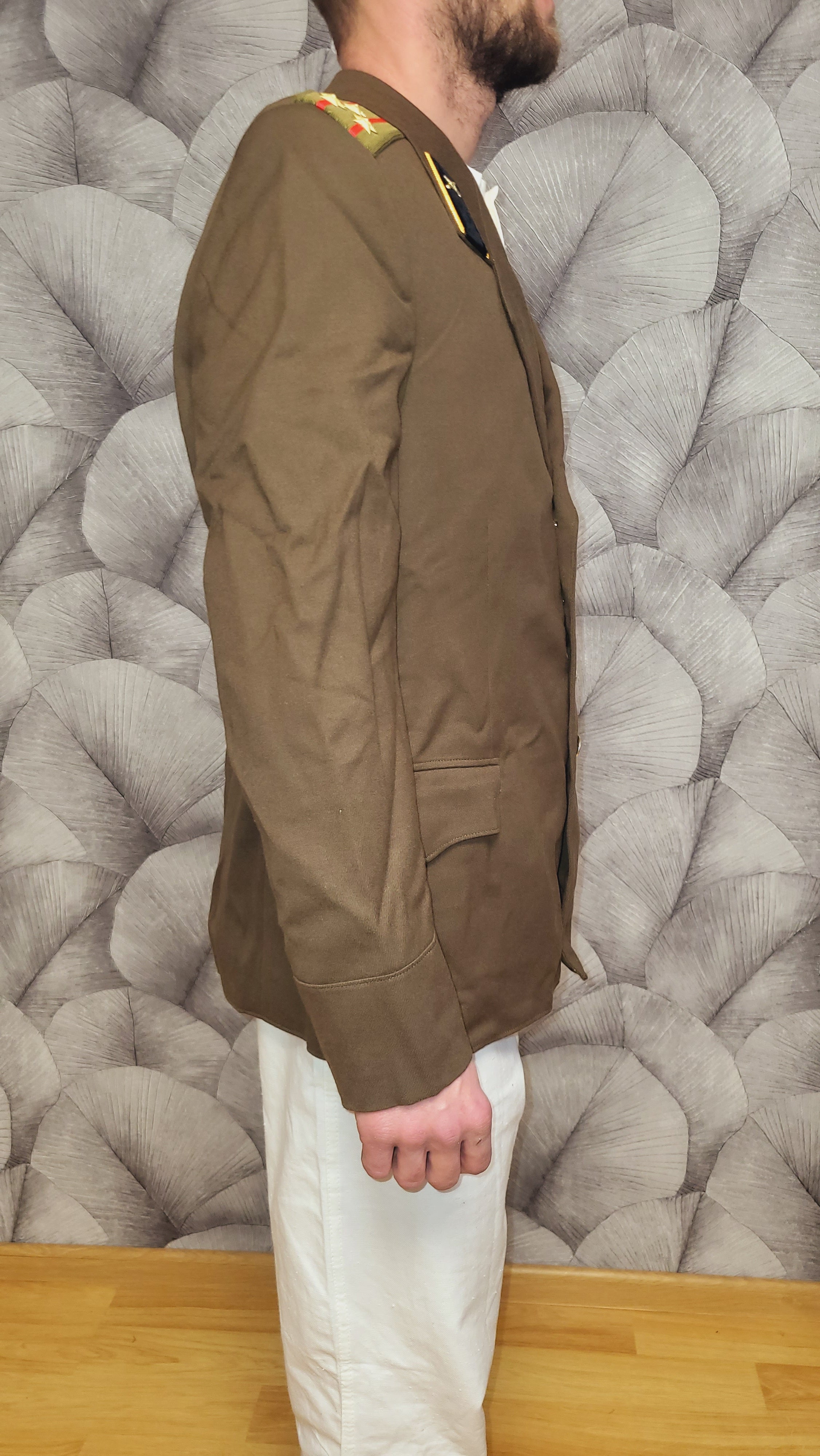 Vintage Khaki Epaulette Tunic Jacket Soviet USSR Era