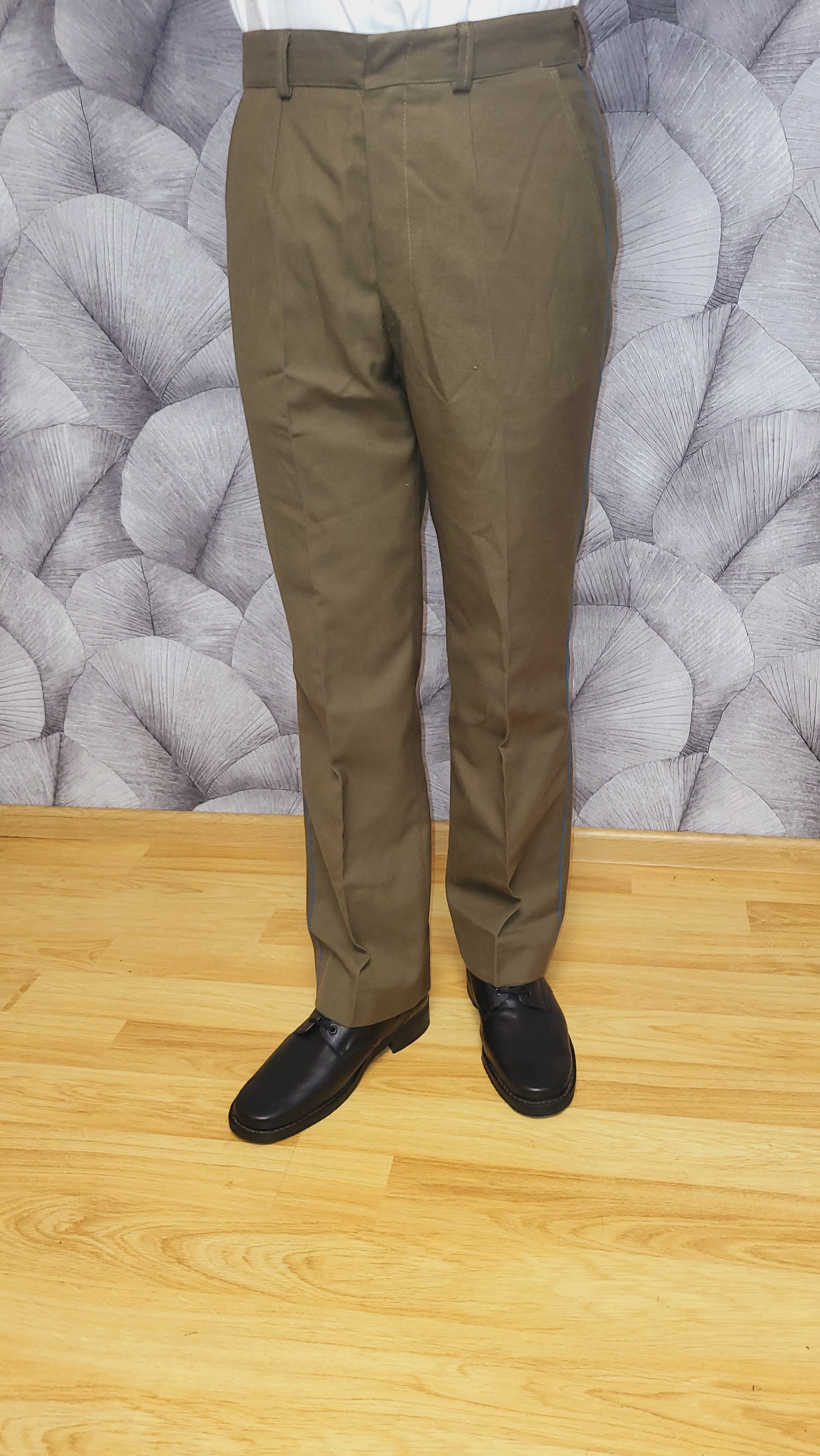 Vintage Khaki Wool-Blend Trousers USSR Choice of Red or Blue Piping