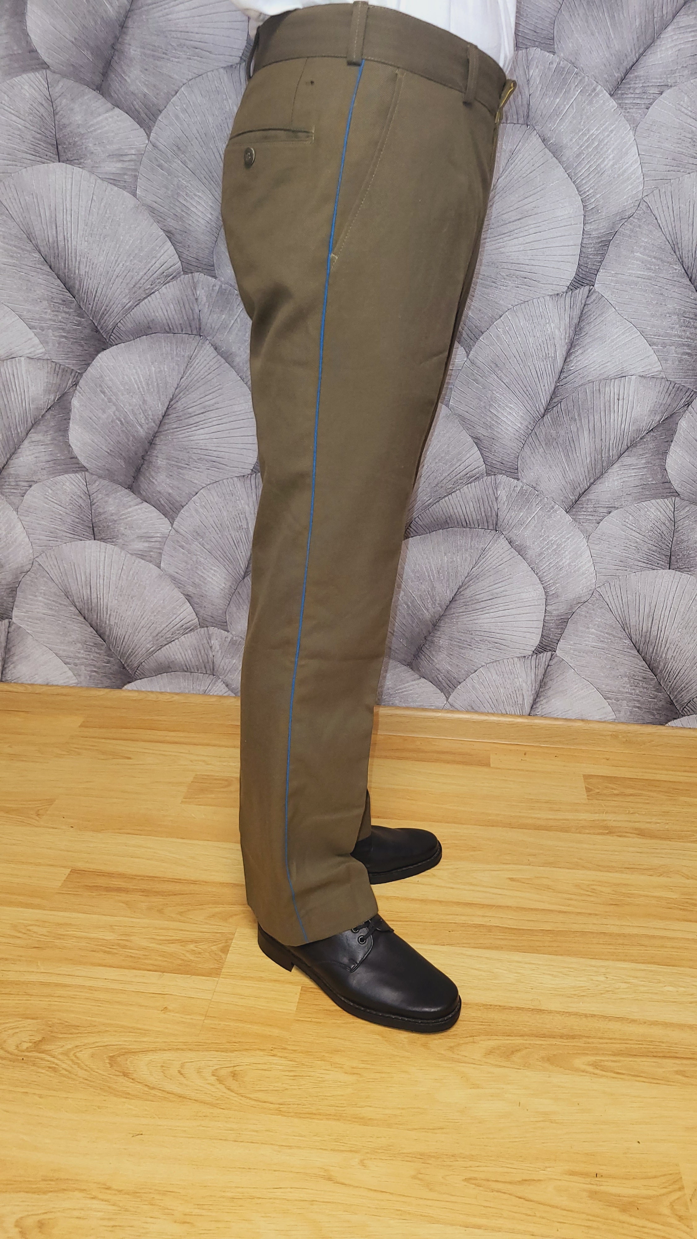 Vintage Khaki Wool-Blend Trousers USSR Choice of Red or Blue Piping