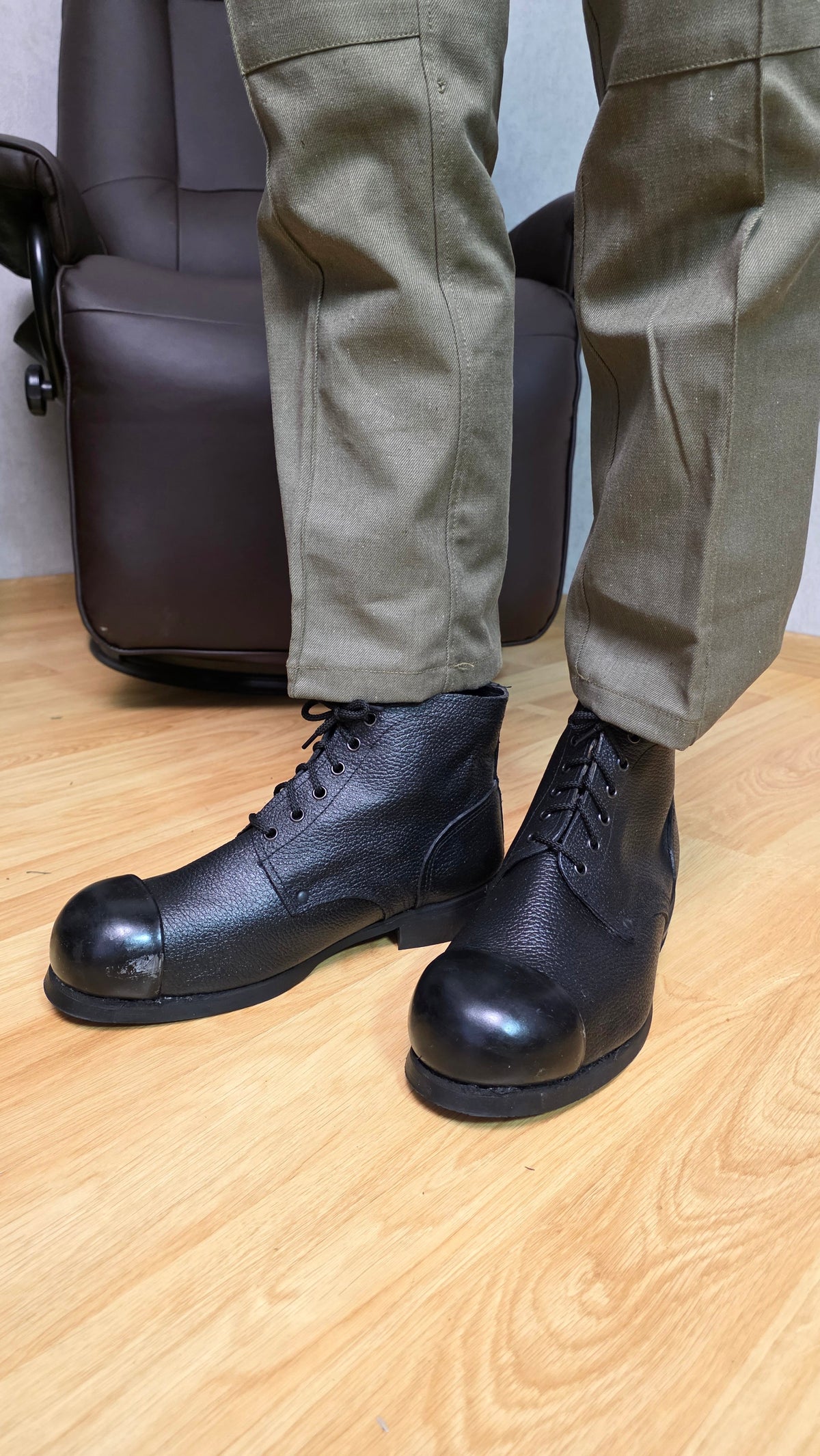 Soviet USSR Vintage Kirza Safety Boots Steel Toe Industrial Work Footwear