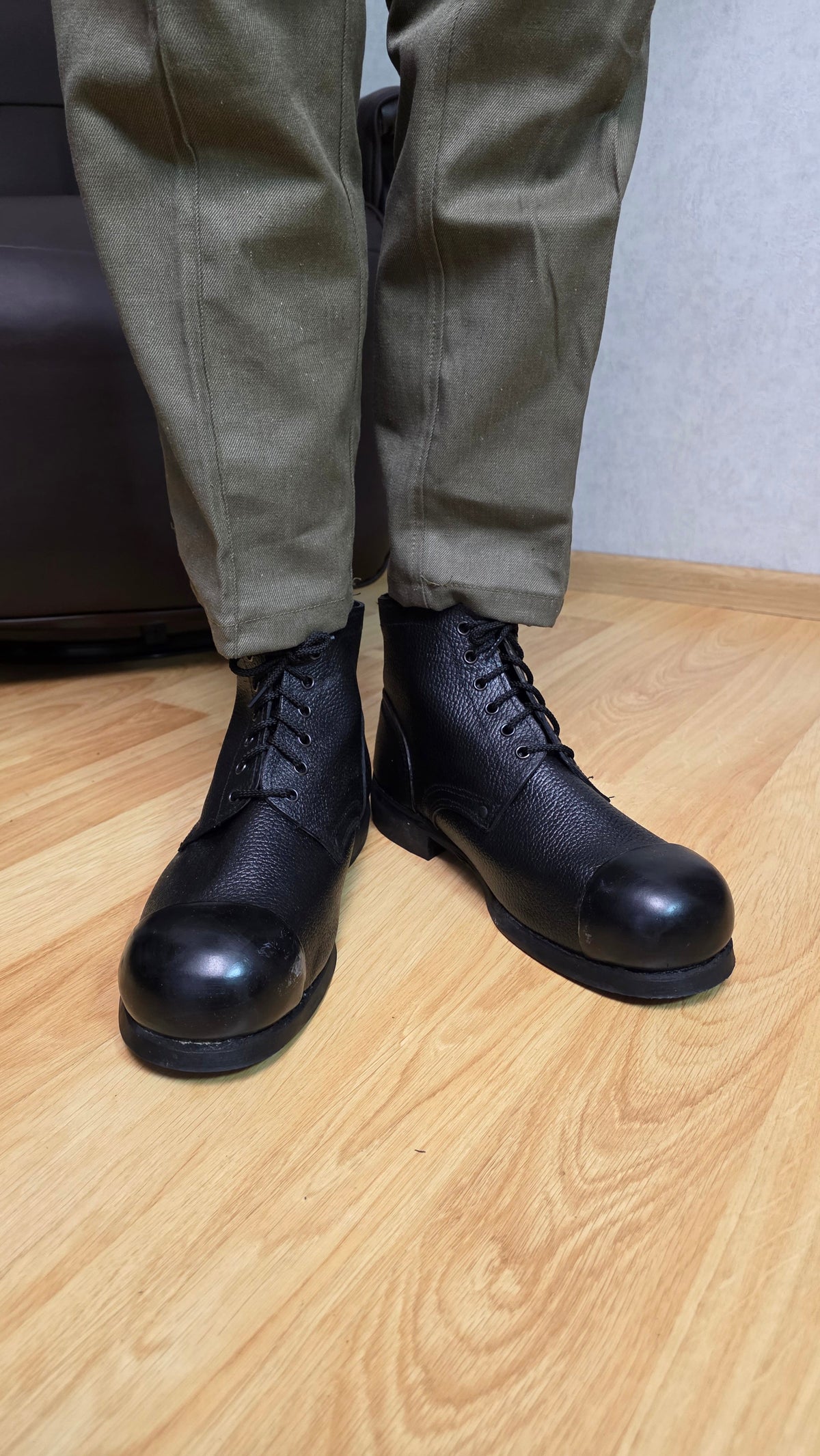 Soviet USSR Vintage Kirza Safety Boots Steel Toe Industrial Work Footwear