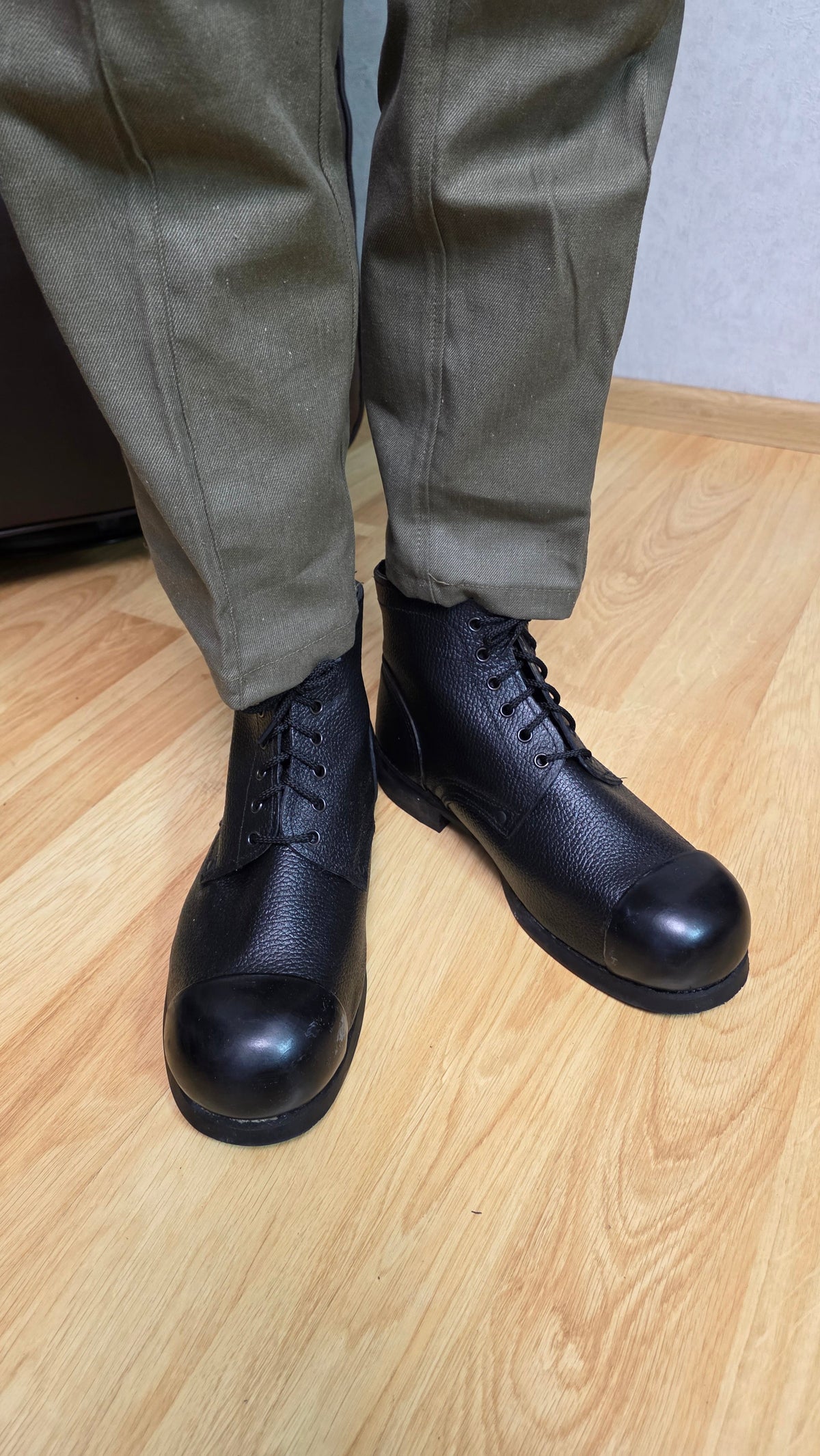 Soviet USSR Vintage Kirza Safety Boots Steel Toe Industrial Work Footwear