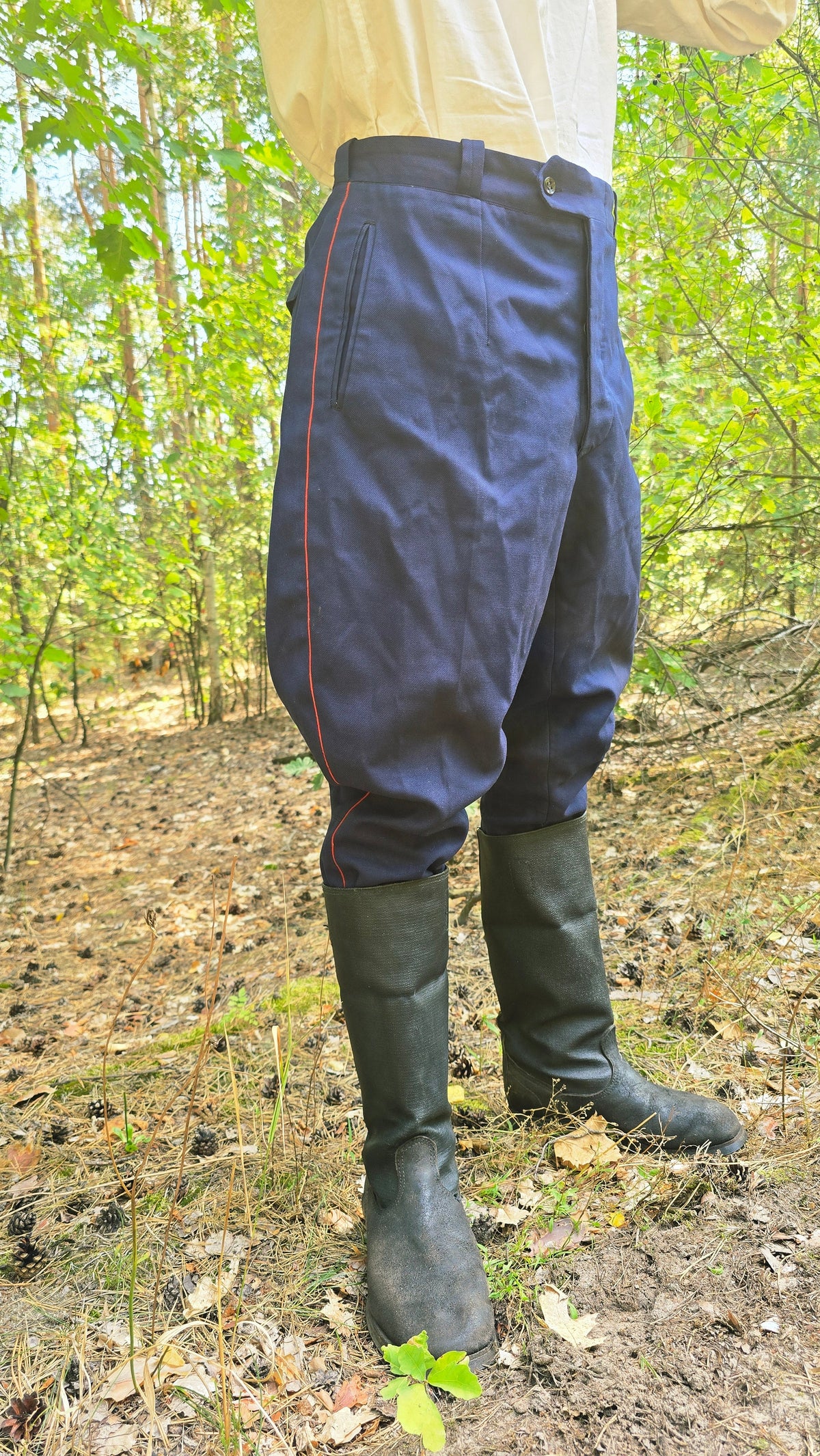 Soviet USSR Vintage MVD Galife Blue Breeches Red Piping Collector Pants