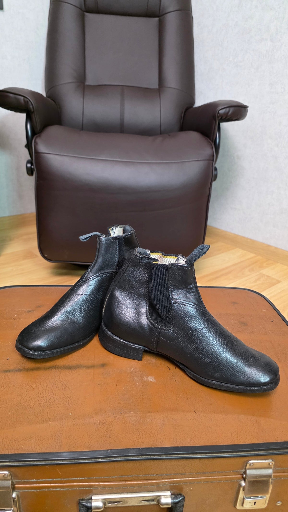Soviet USSR Vintage Naval Officer Ankle Boots Black Chrome Leather Footwear