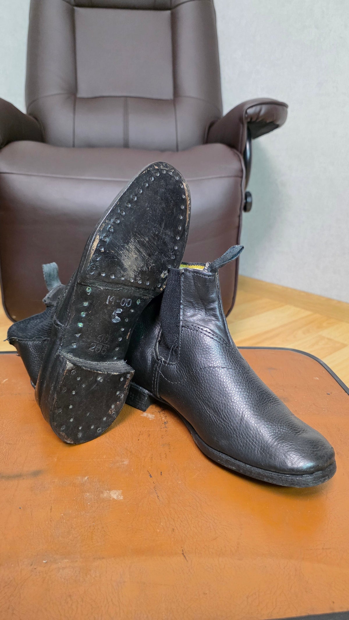 Soviet USSR Vintage Naval Officer Ankle Boots Black Chrome Leather Footwear