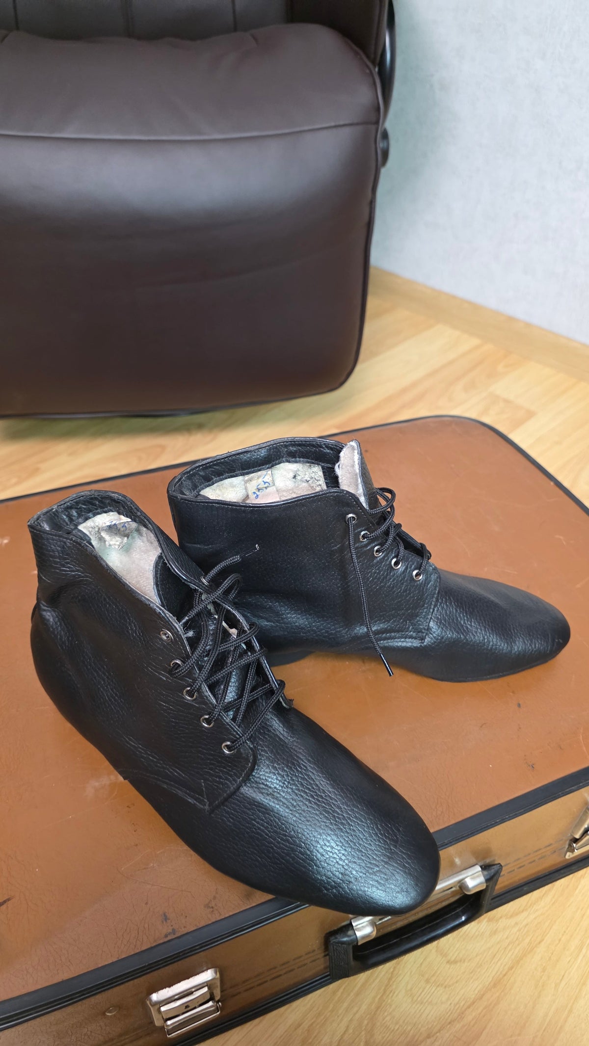 Soviet USSR Vintage Naval Winter Officer Boots Black Chrome Leather Cold Weather Footwear