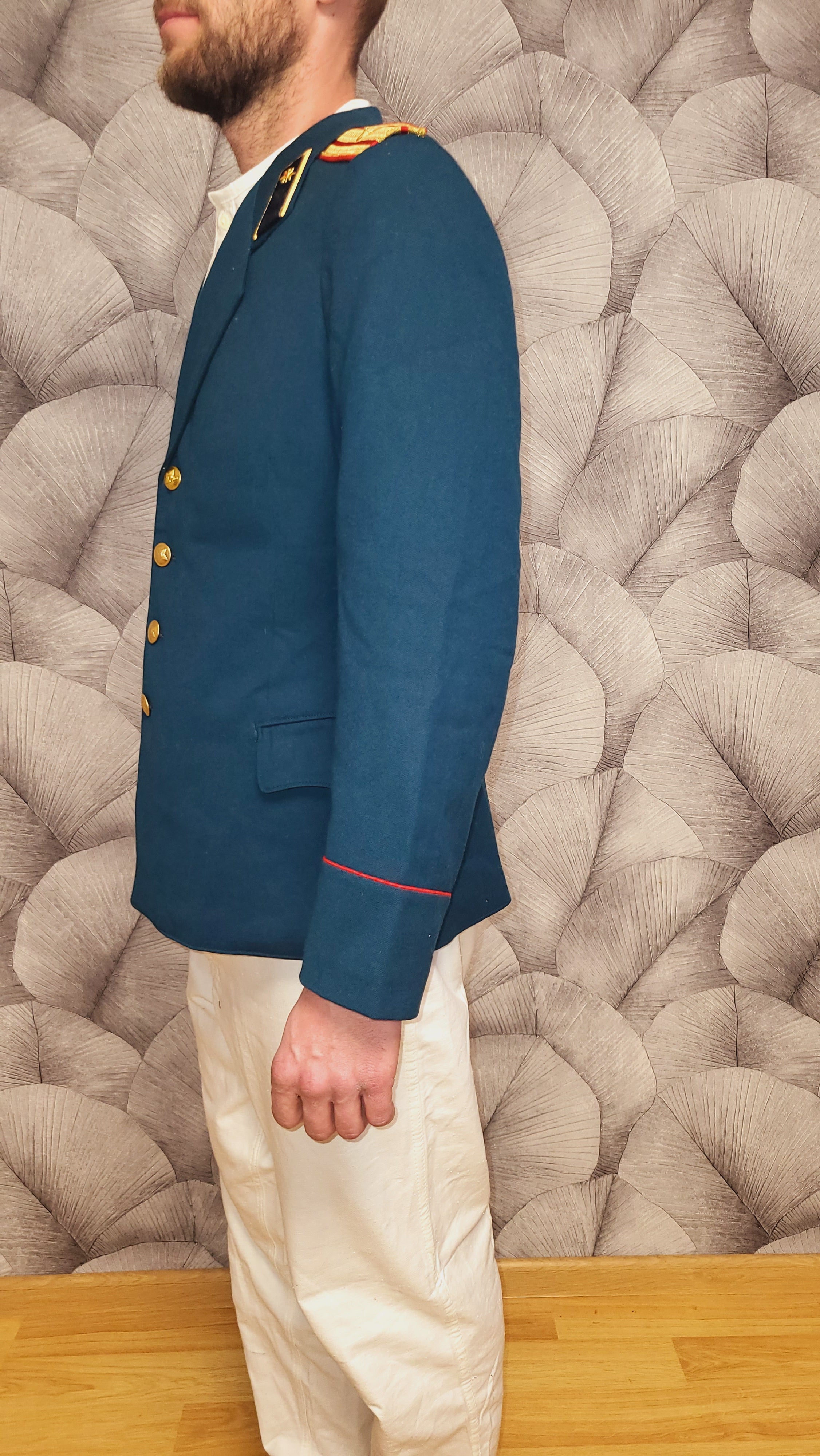 Vintage Sea Wave Color Dress Tunic with Epaulettes USSR