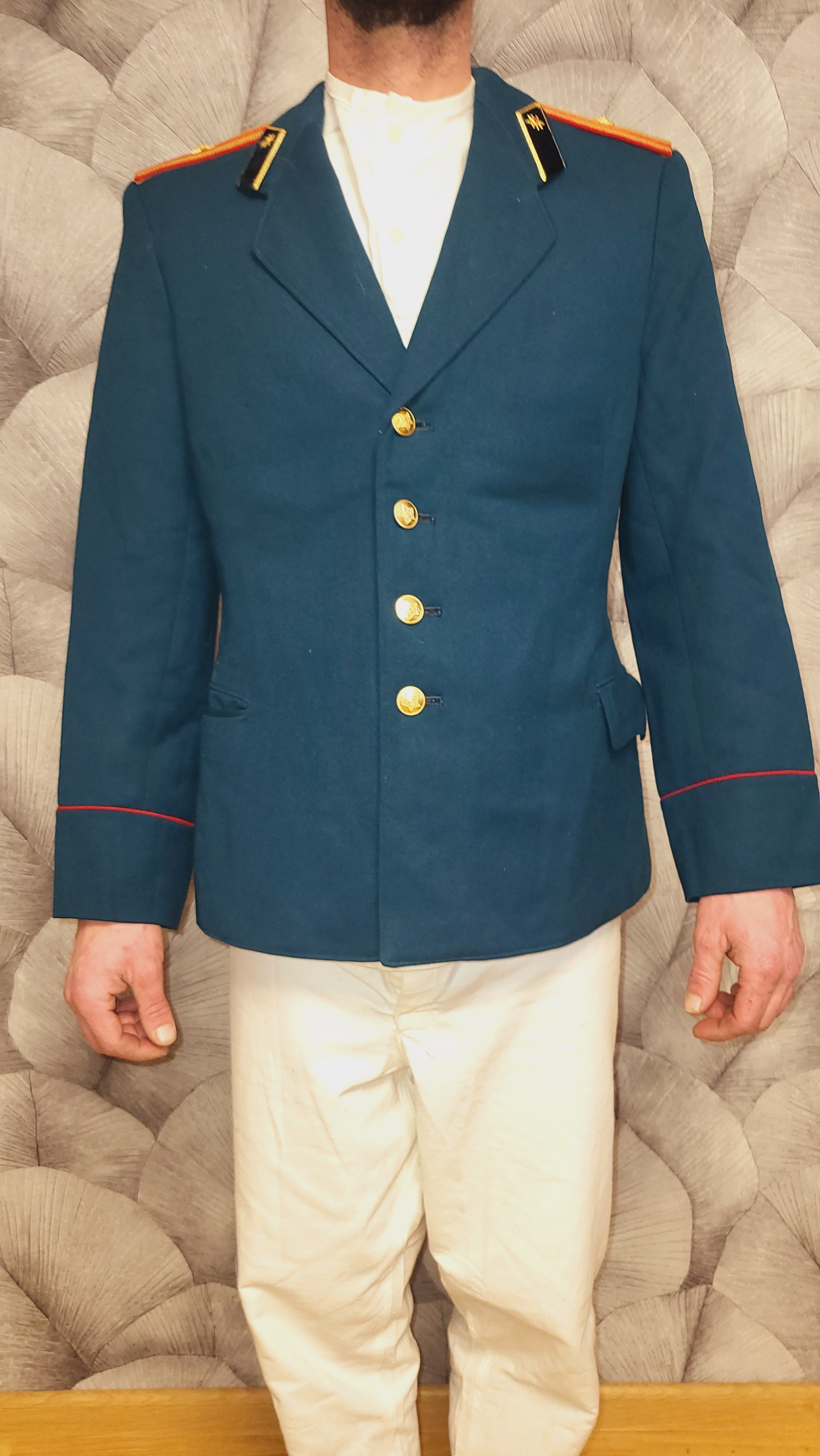 Vintage Sea Wave Color Dress Tunic with Epaulettes USSR