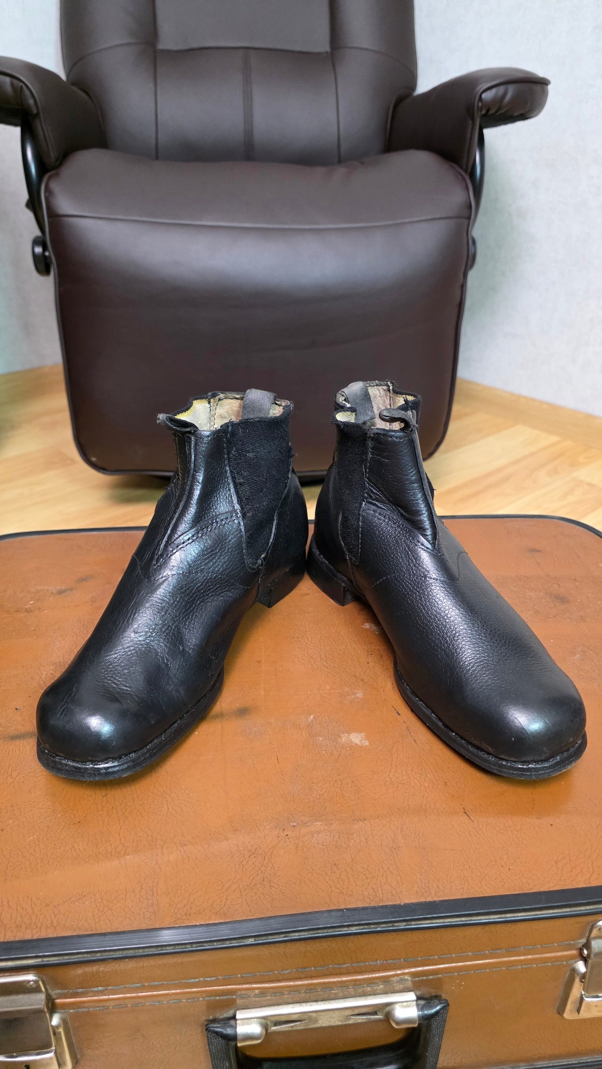 Soviet USSR Vintage VMF Leather Deck Boots Sailor Slip On Footwear Size 41