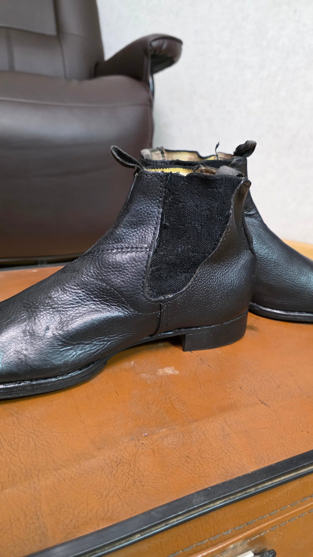 Soviet USSR Vintage VMF Leather Deck Boots Sailor Slip On Footwear Size 41