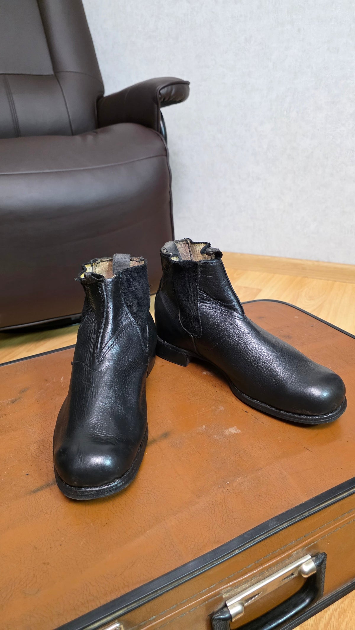 Soviet USSR Vintage VMF Leather Deck Boots Sailor Slip On Footwear Size 41