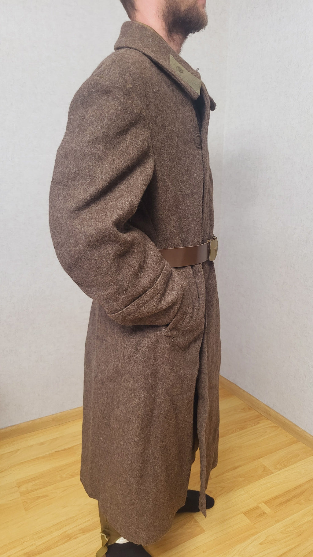 Soviet USSR Wool Greatcoat Long Brown Overcoat