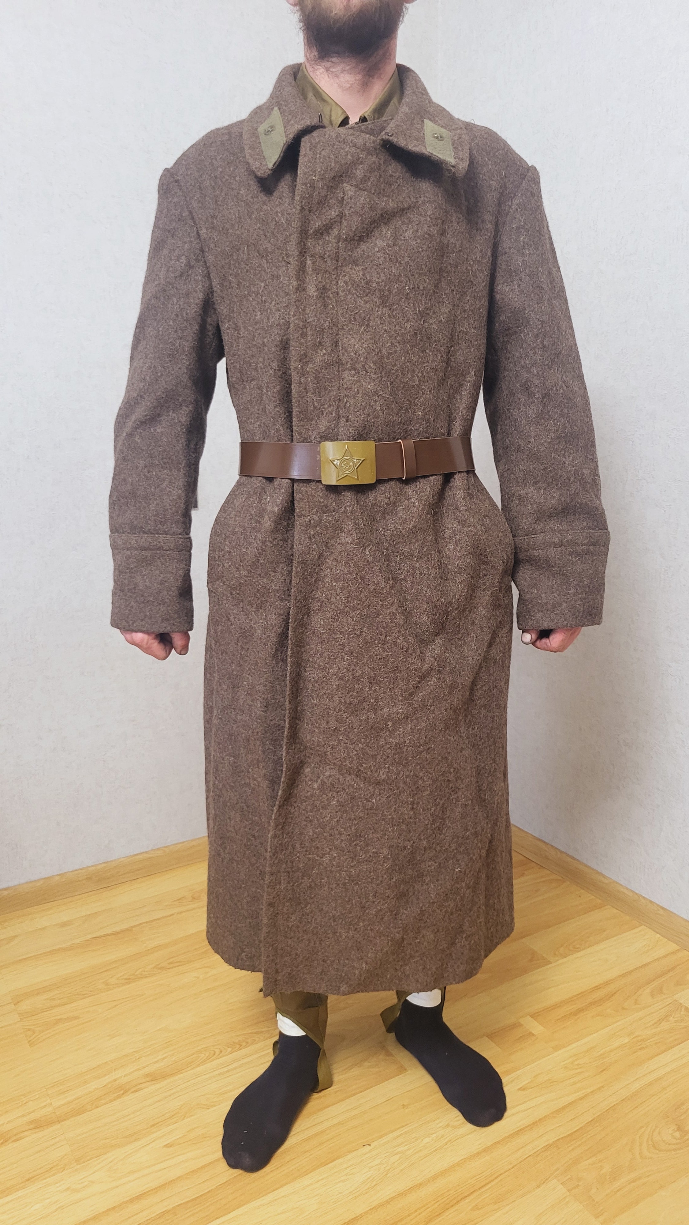 Soviet USSR Wool Greatcoat Long Brown Overcoat