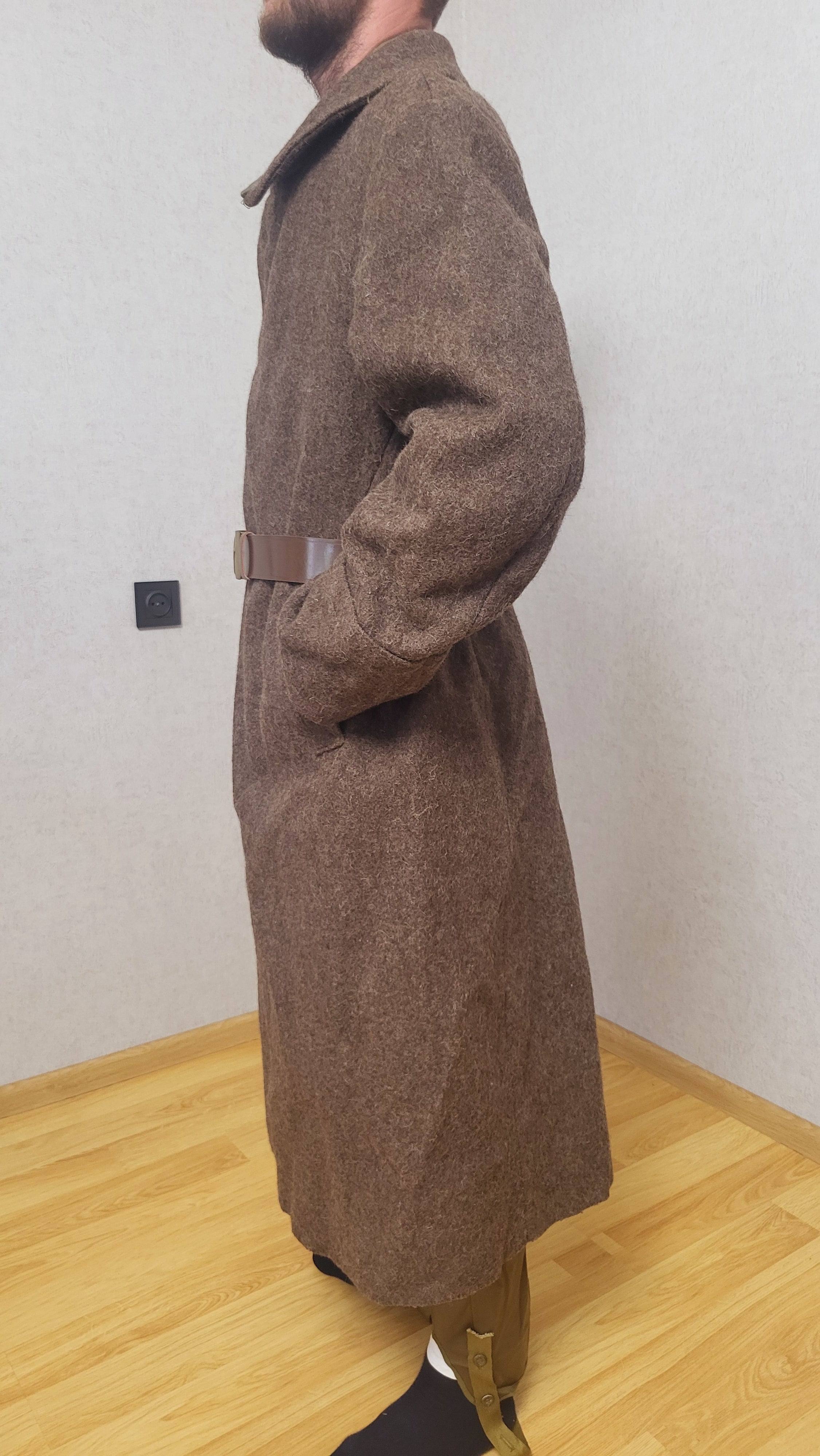 Soviet USSR Wool Greatcoat Long Brown Overcoat
