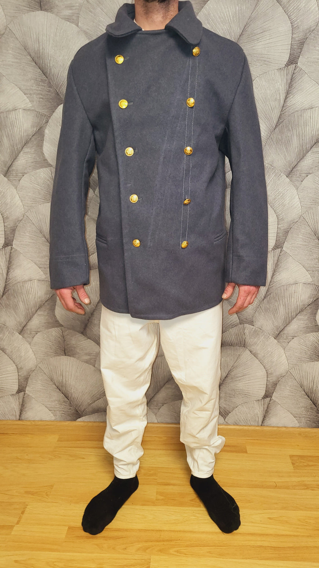 Soviet USSR Wool Peacoat Grey-Blue Double Breasted