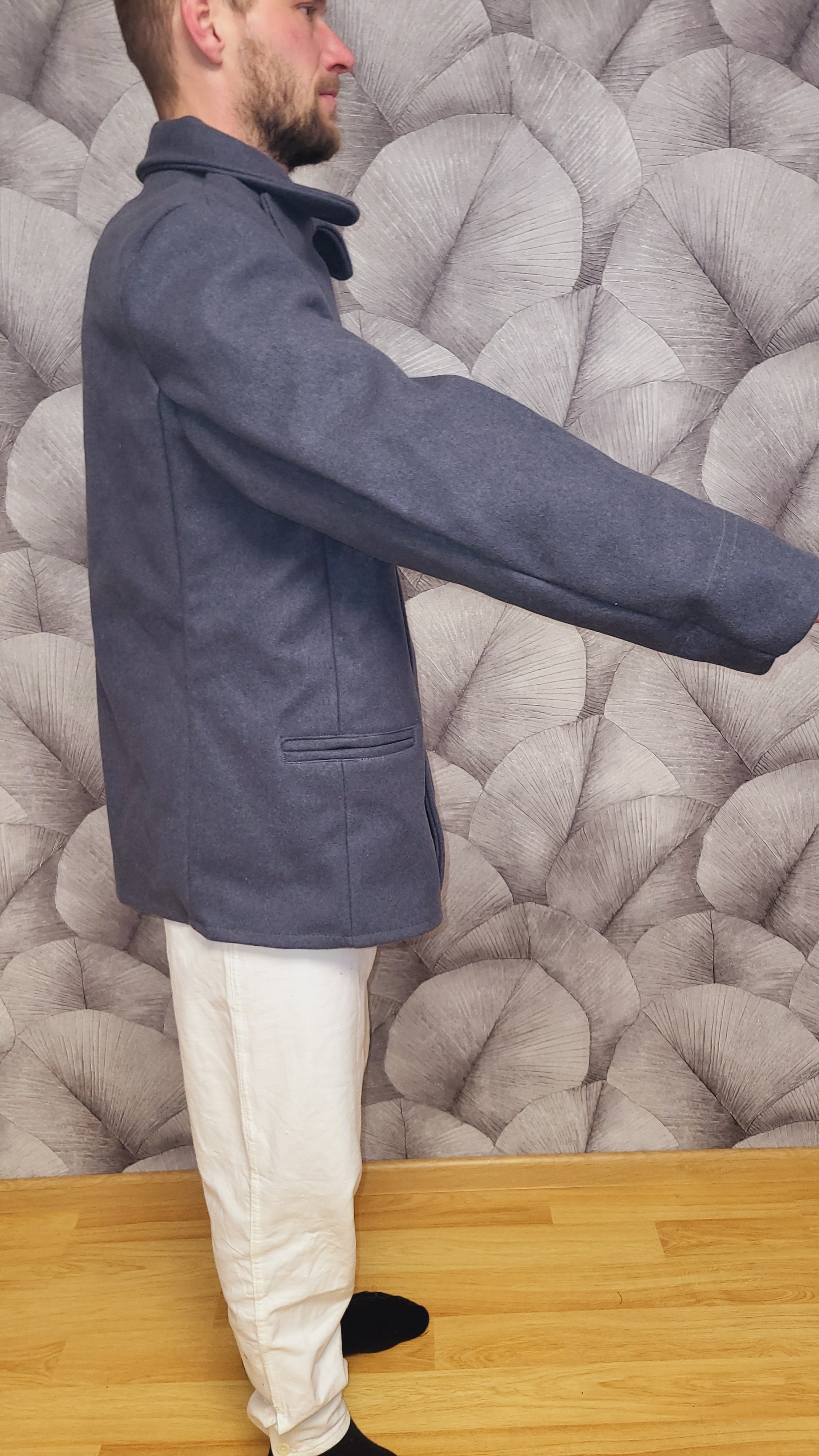 Soviet USSR Wool Peacoat Grey-Blue Double Breasted