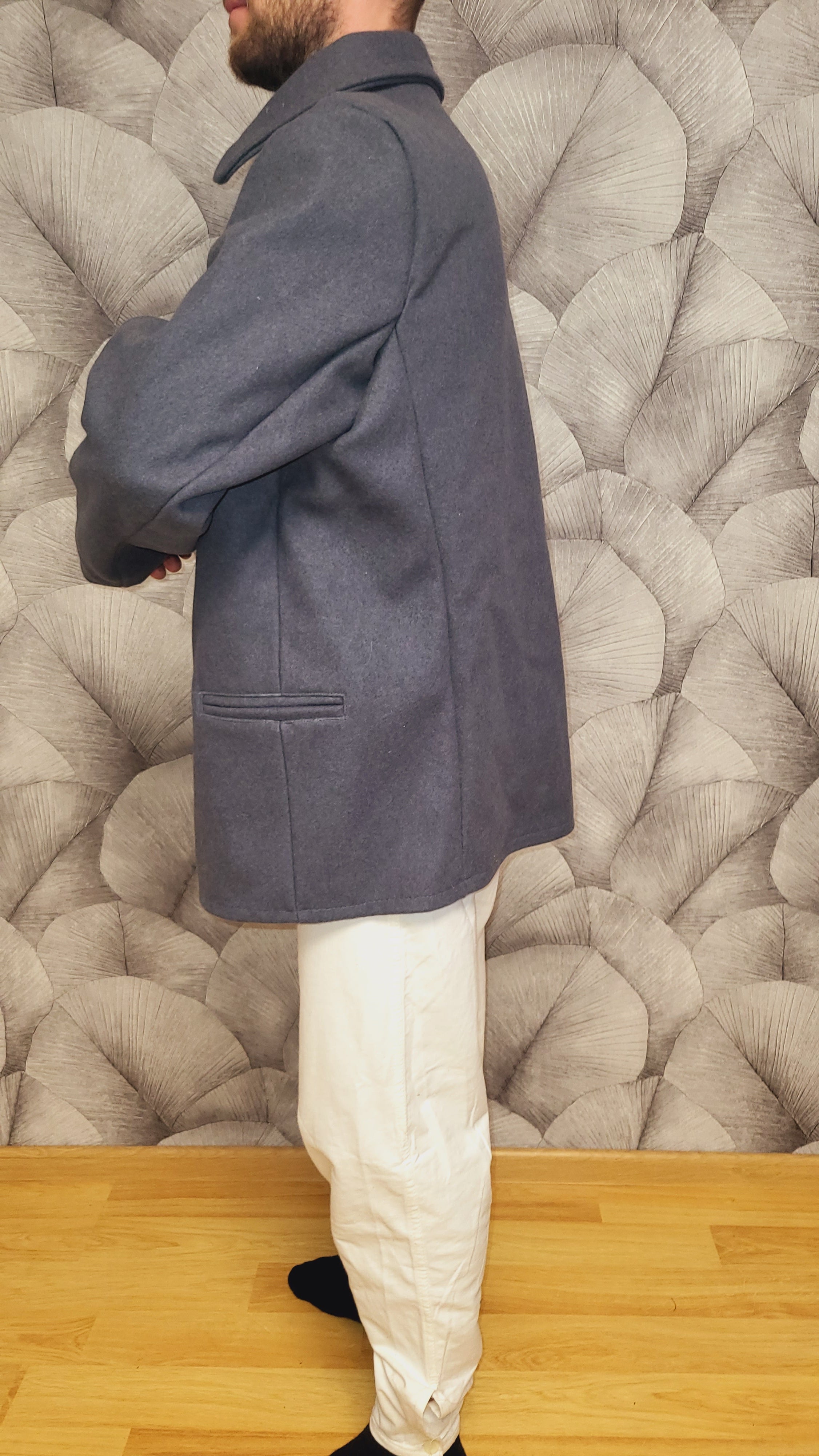 Soviet USSR Wool Peacoat Grey-Blue Double Breasted
