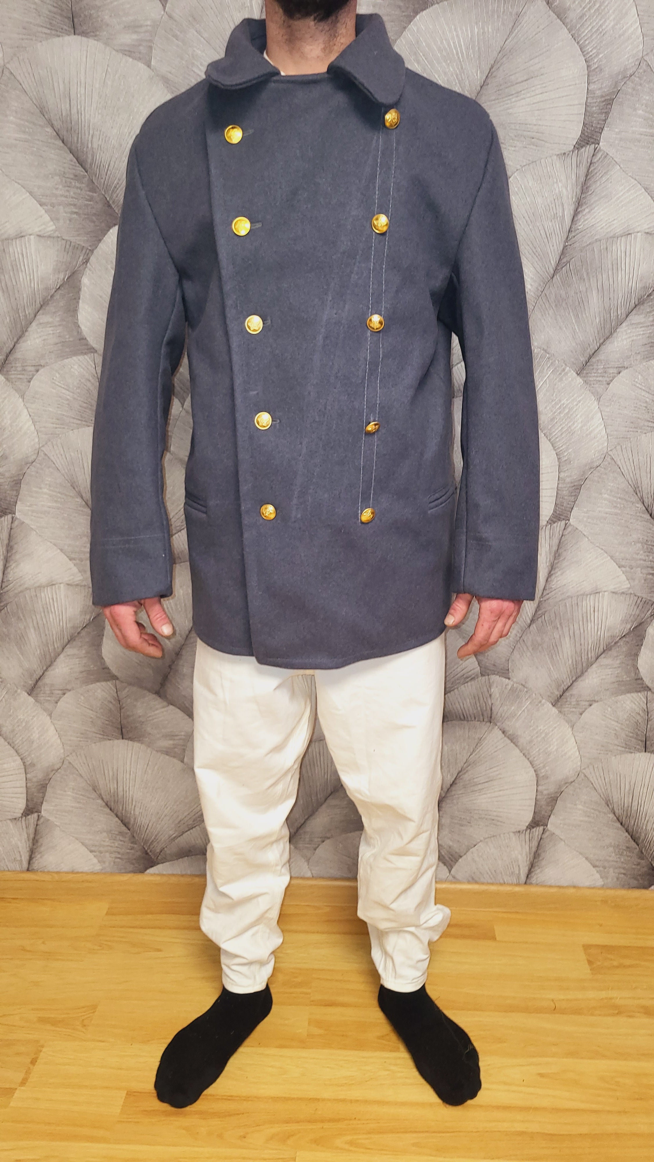 Soviet USSR Wool Peacoat Grey-Blue Double Breasted