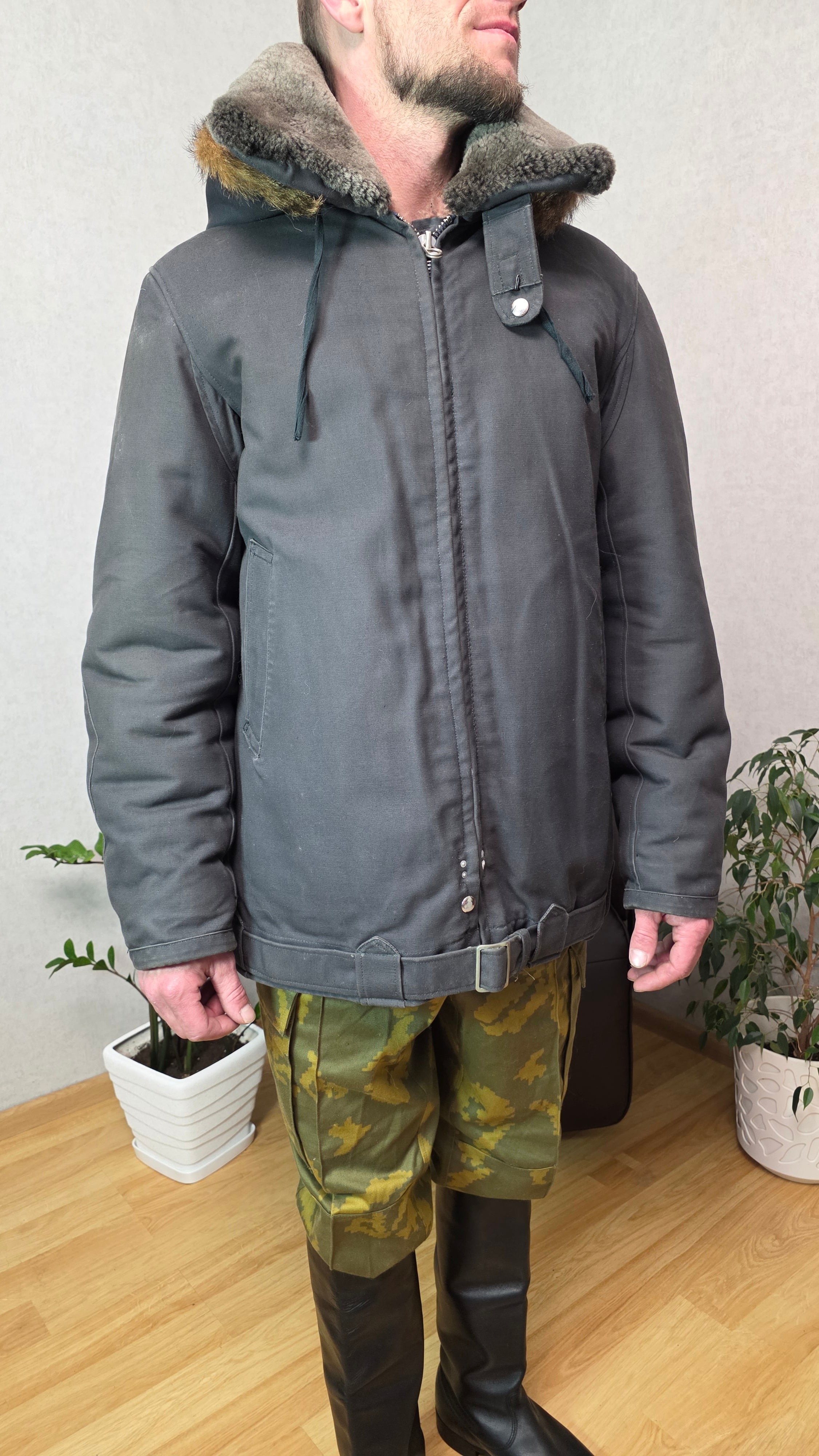 Soviet VVS Technical Fur Jacket Vintage USSR Winter Flight Outerwear