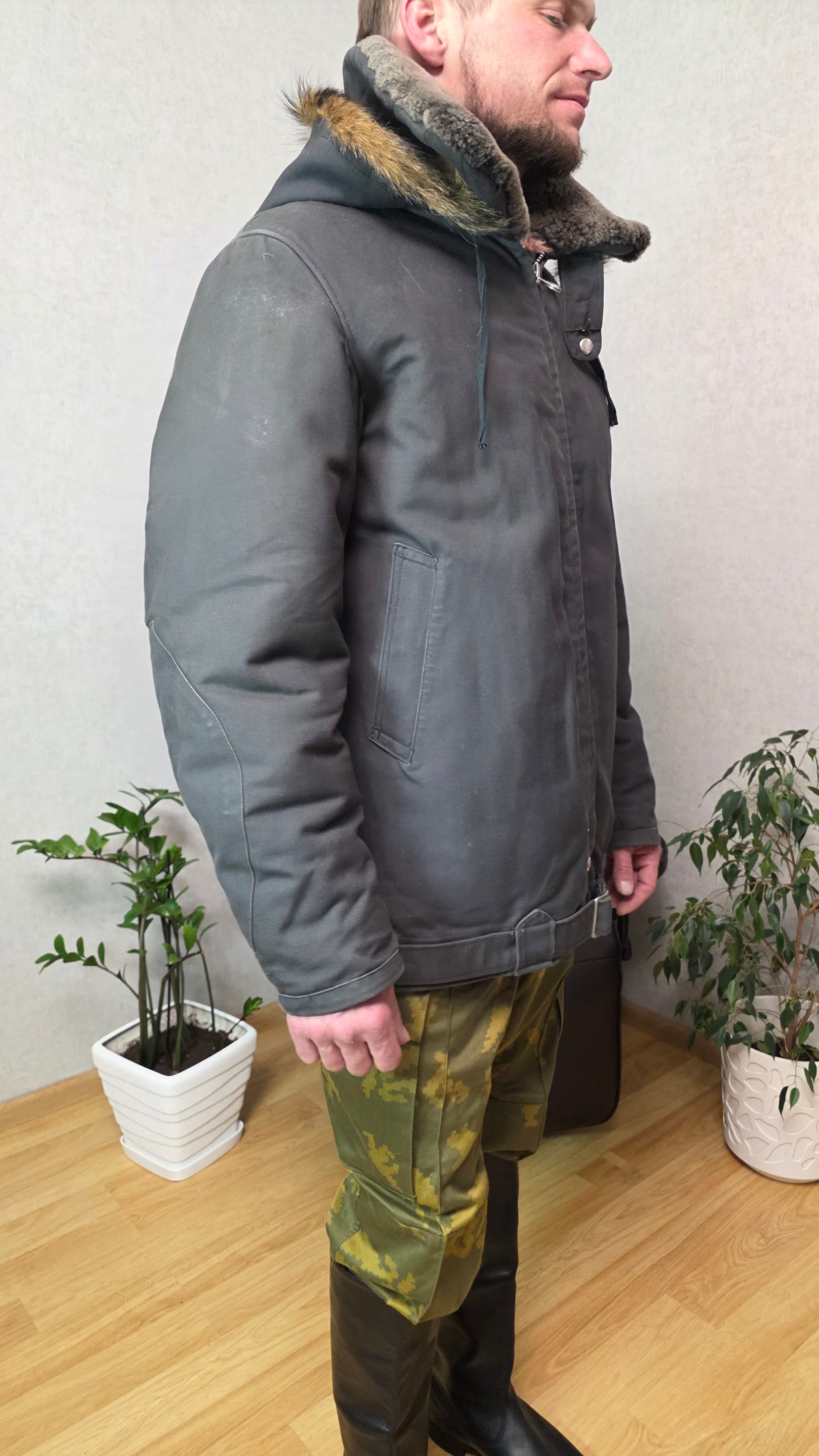 Soviet VVS Technical Fur Jacket Vintage USSR Winter Flight Outerwear