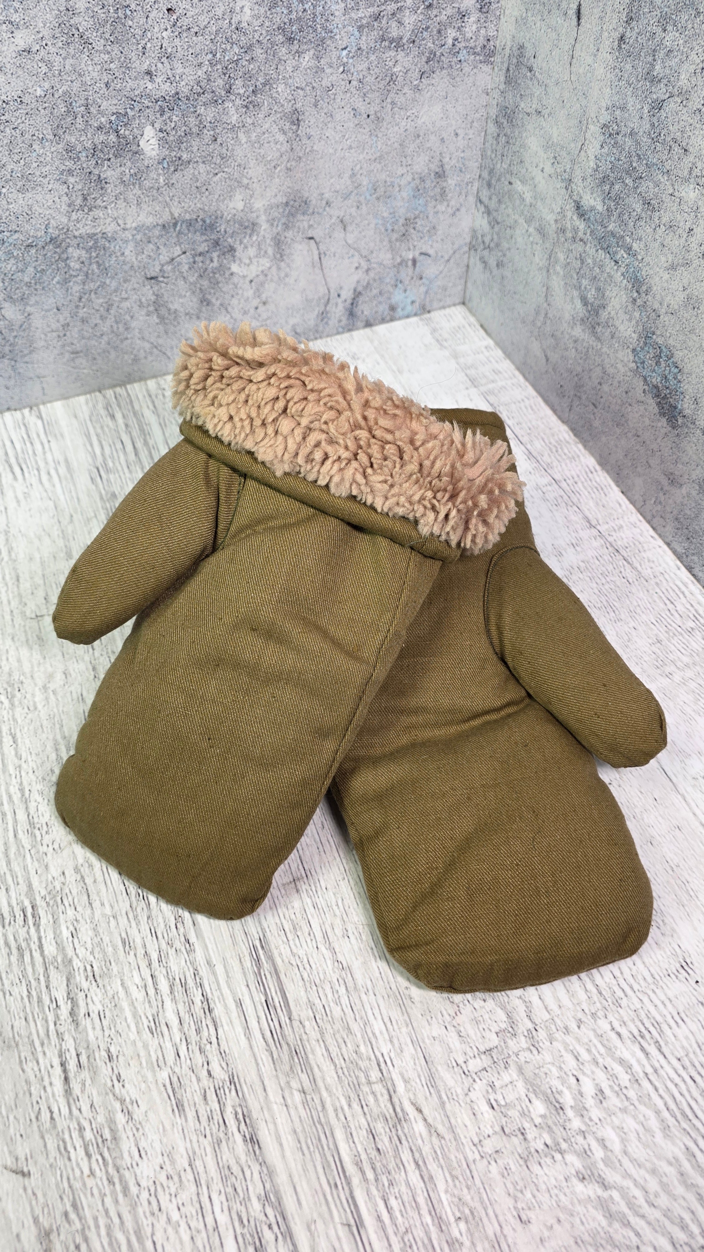 Soviet Winter Fur Mittens USSR Cold Weather Gloves Vintage Collector Handwear