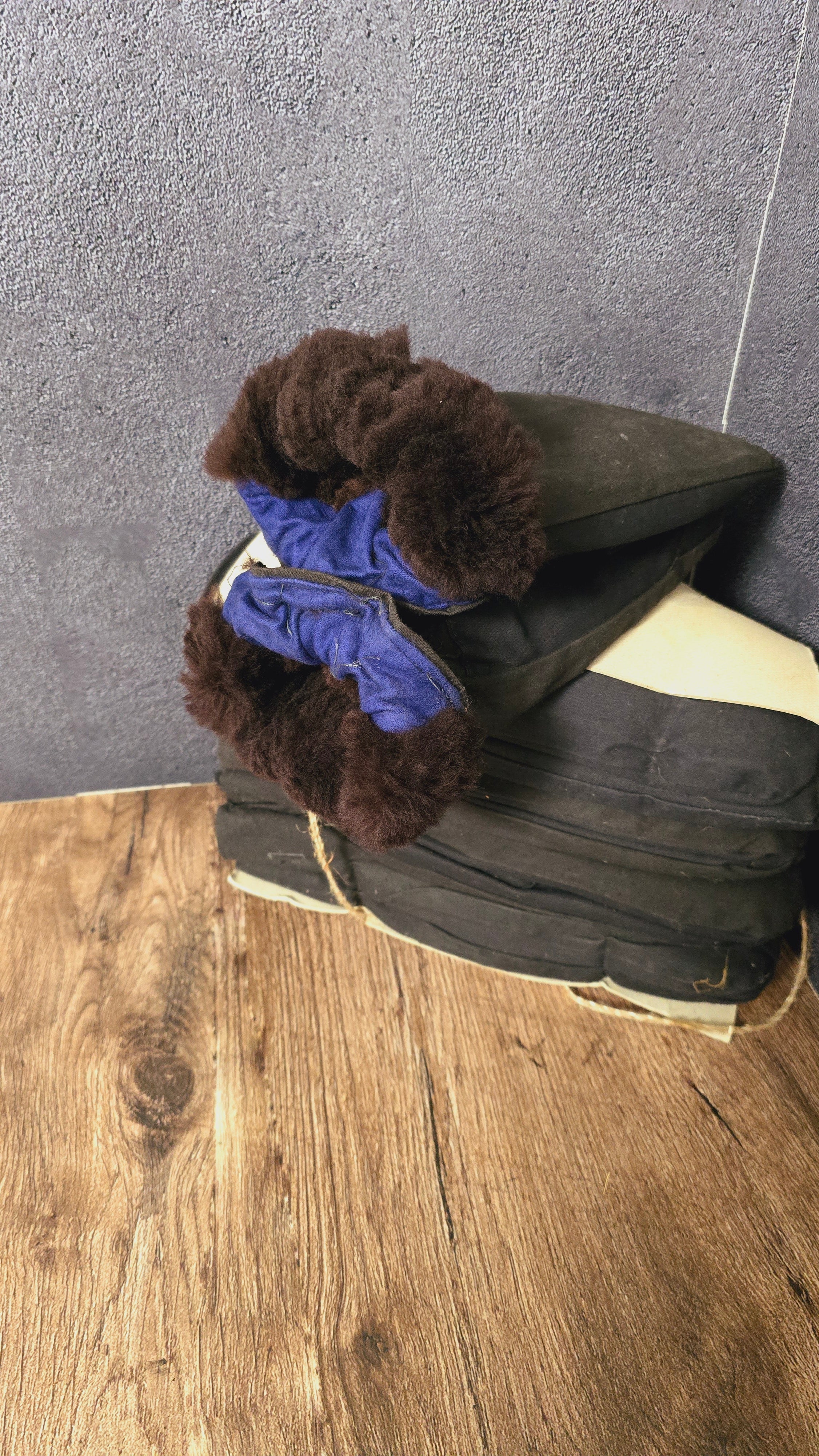Soviet Winter Gloves Sheepskin Lined Microcanvas Vintage Cold Weather Gloves USSR