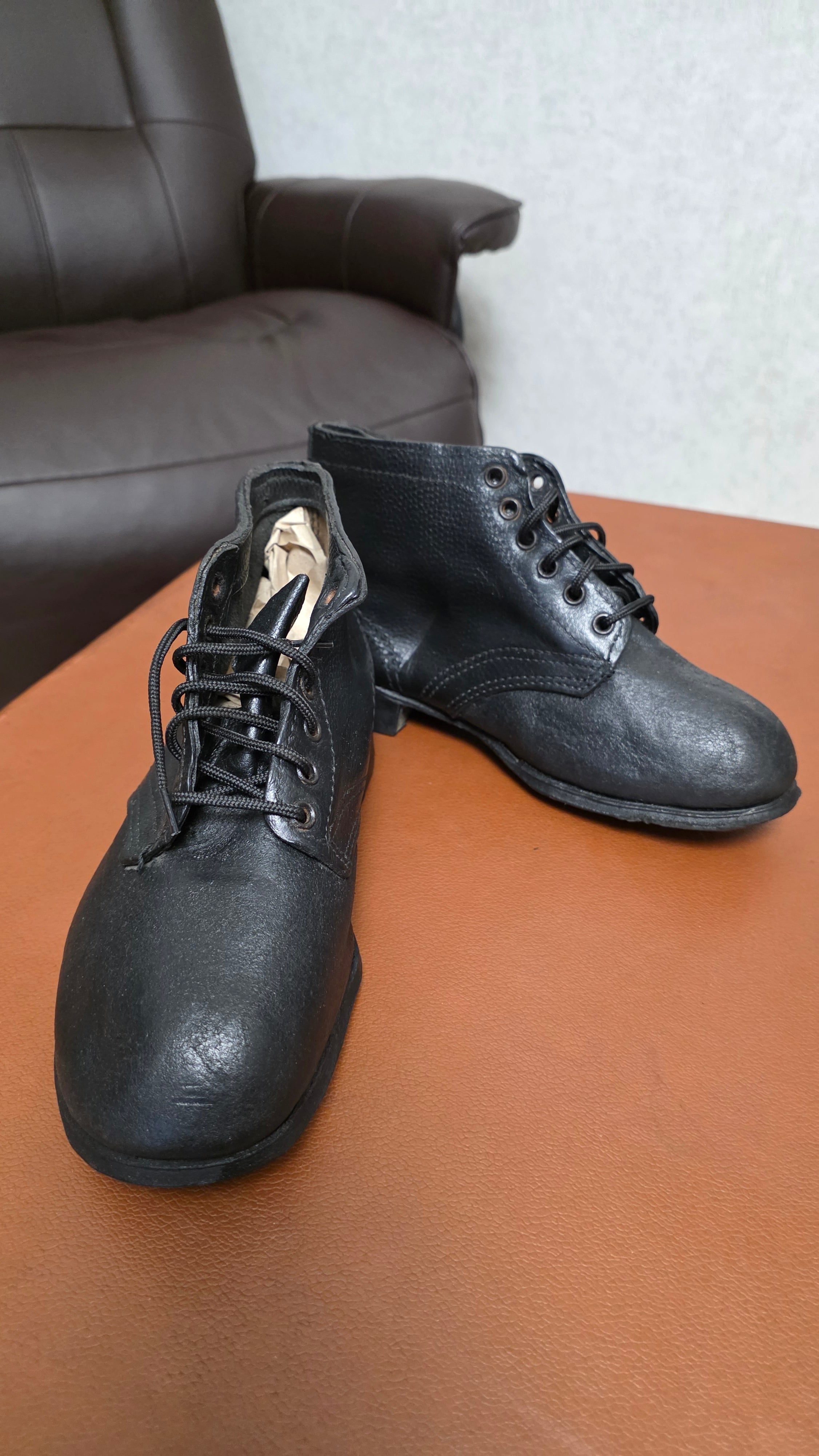 Soviet Worker Boots USSR Utility Leather Shoes Vintage Industrial Footwear - Legend Returns Vintage