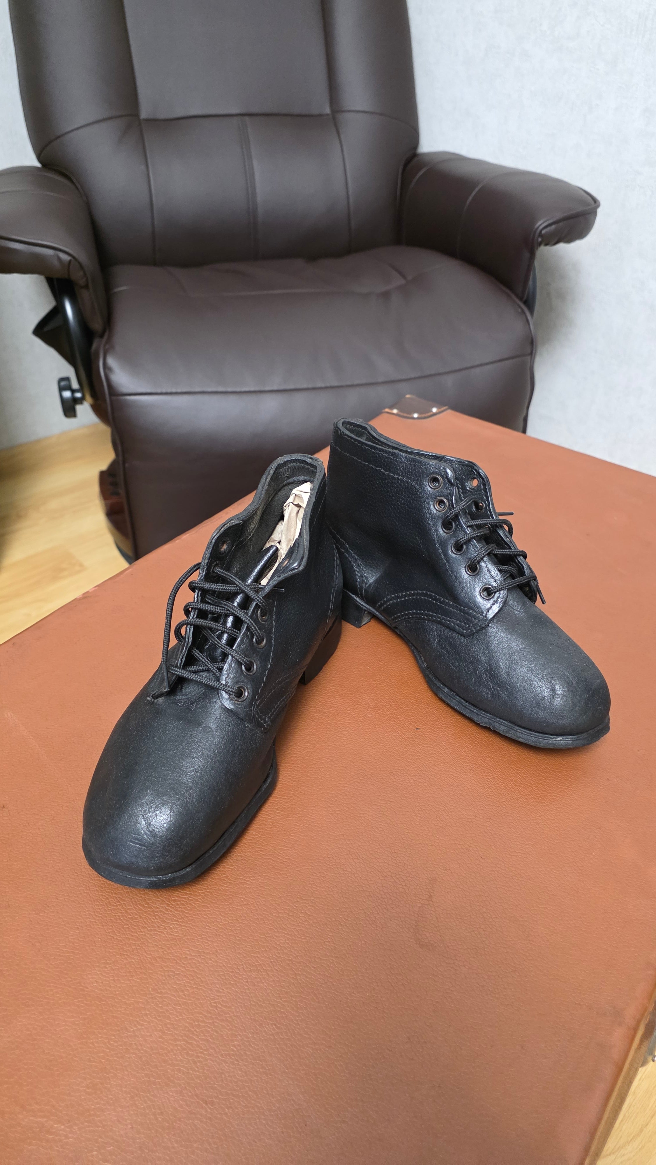Soviet Worker Boots USSR Utility Leather Shoes Vintage Industrial Footwear - Legend Returns Vintage