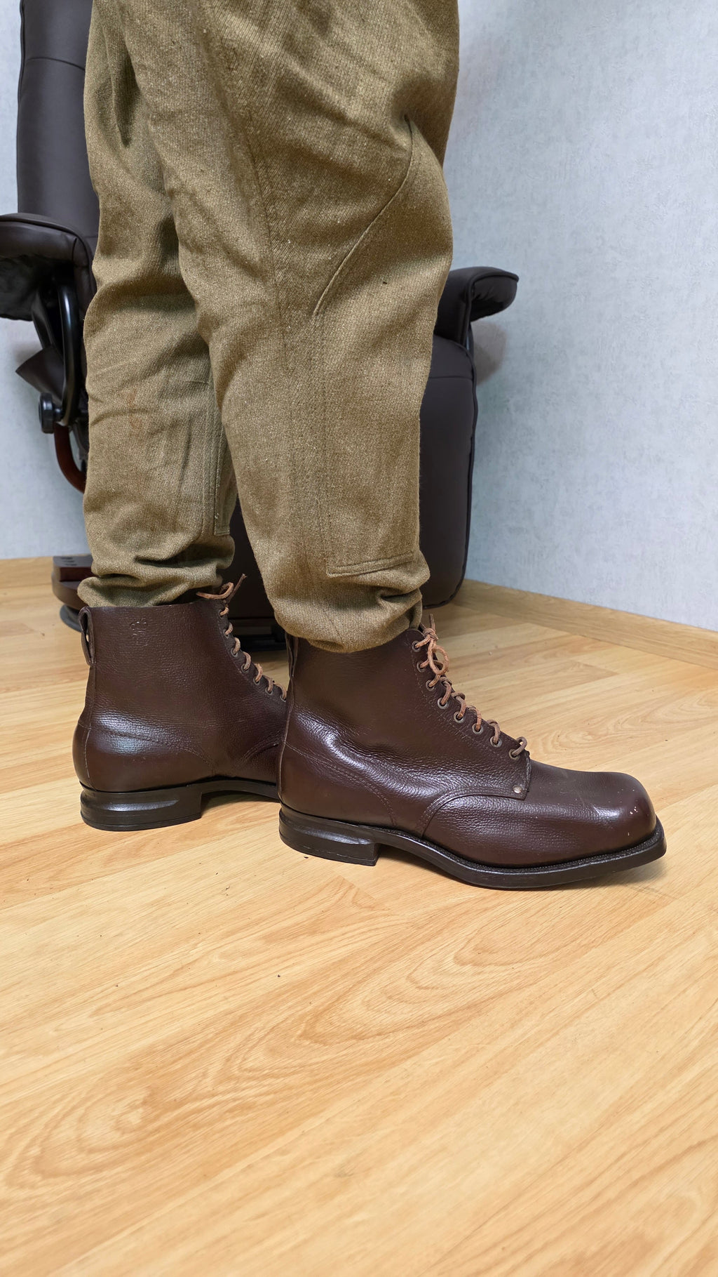 Swedish WWII Military Boots 1942 Three Crowns Leather Field Boots - Legend Returns Vintage