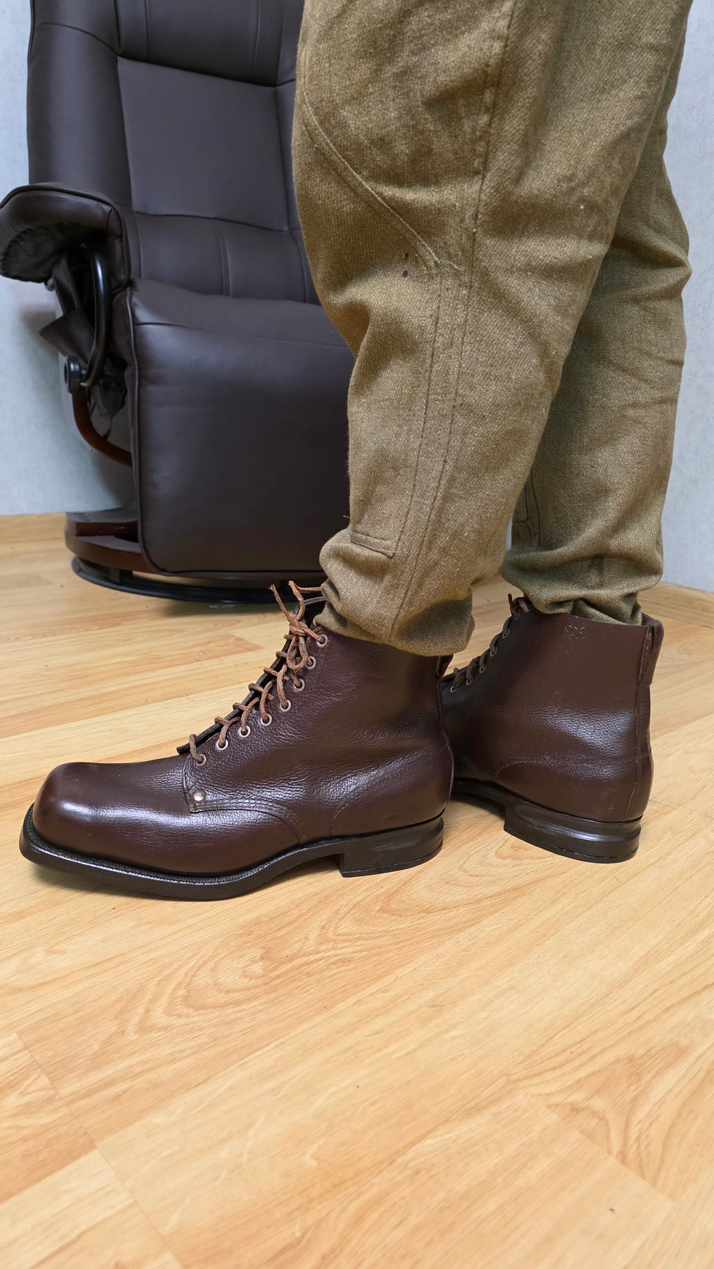 Swedish WWII Military Boots 1942 Three Crowns Leather Field Boots - Legend Returns Vintage