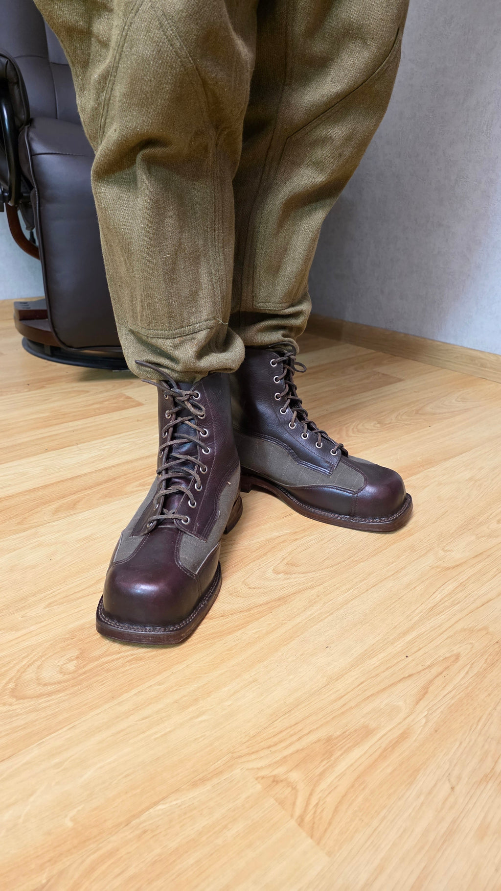 Swedish WWII Mountain Boots Canvas Leather Ski Troop Footwear - Legend Returns Vintage