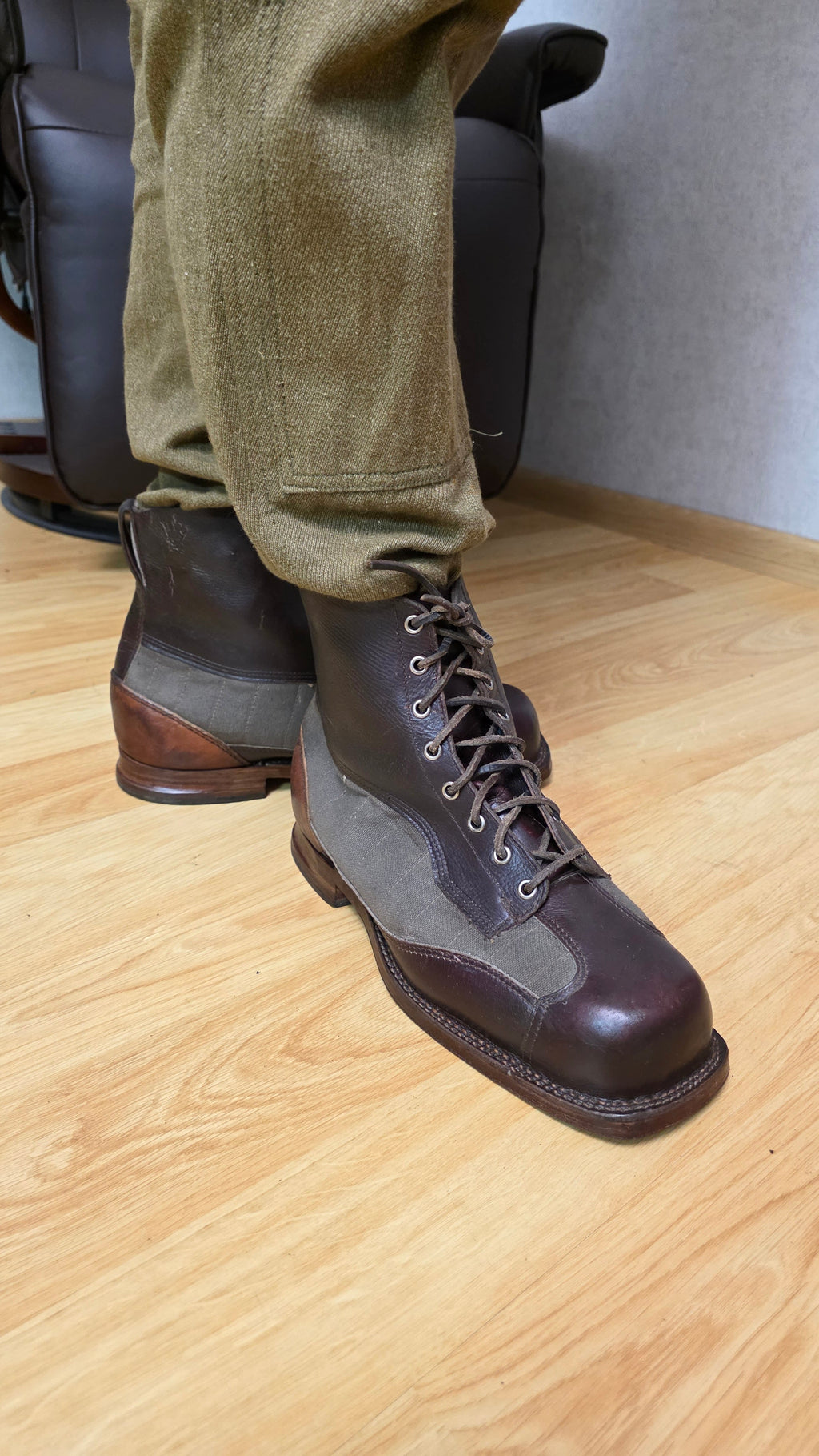 Swedish WWII Mountain Boots Canvas Leather Ski Troop Footwear - Legend Returns Vintage