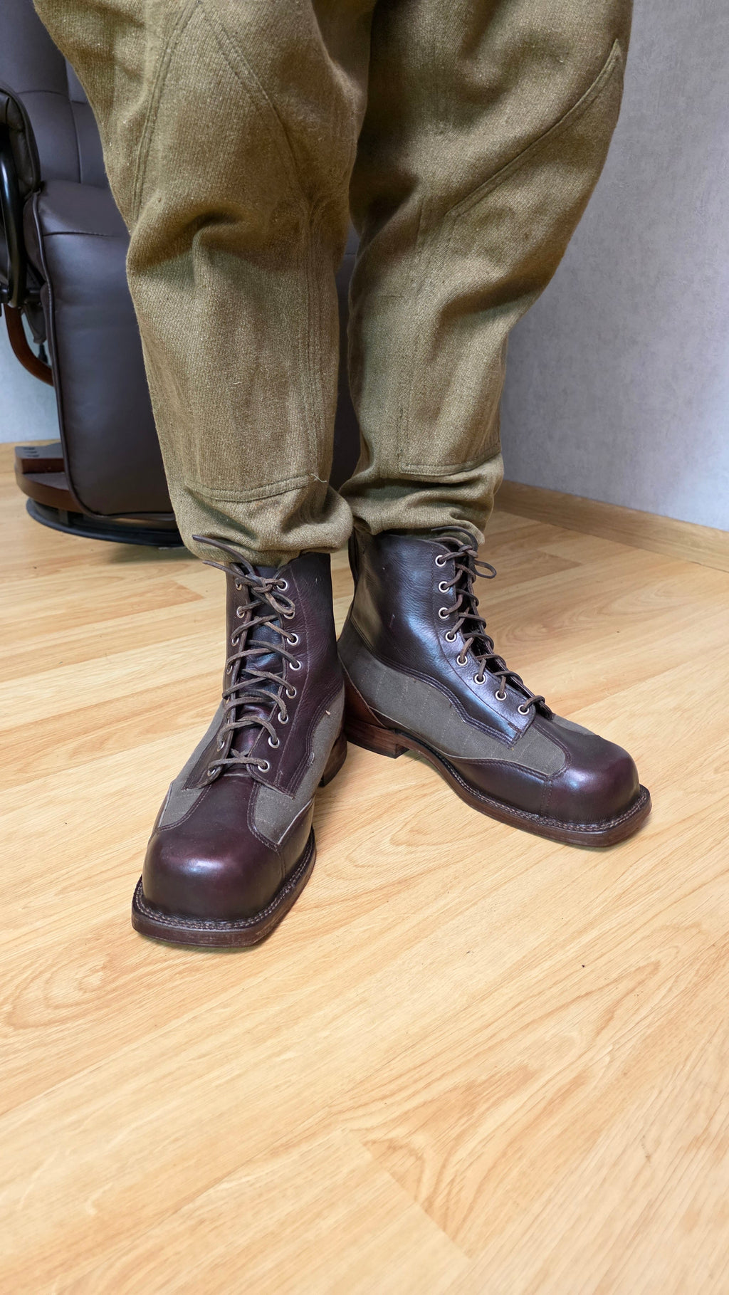 Swedish WWII Mountain Boots Canvas Leather Ski Troop Footwear - Legend Returns Vintage