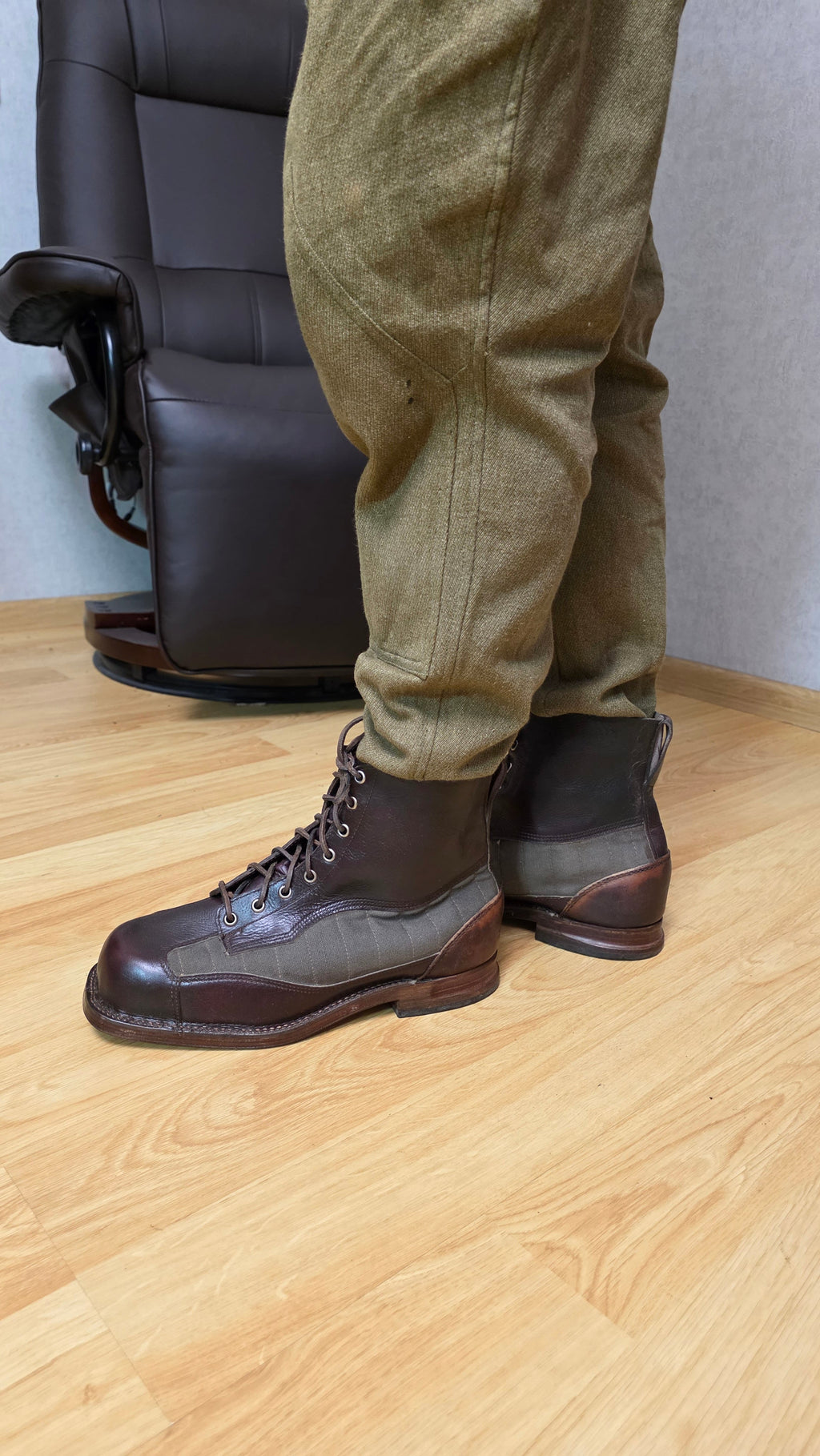 Swedish WWII Mountain Boots Canvas Leather Ski Troop Footwear - Legend Returns Vintage