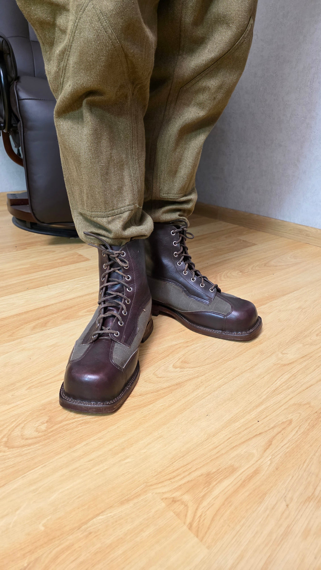 Swedish WWII Mountain Boots Canvas Leather Ski Troop Footwear - Legend Returns Vintage