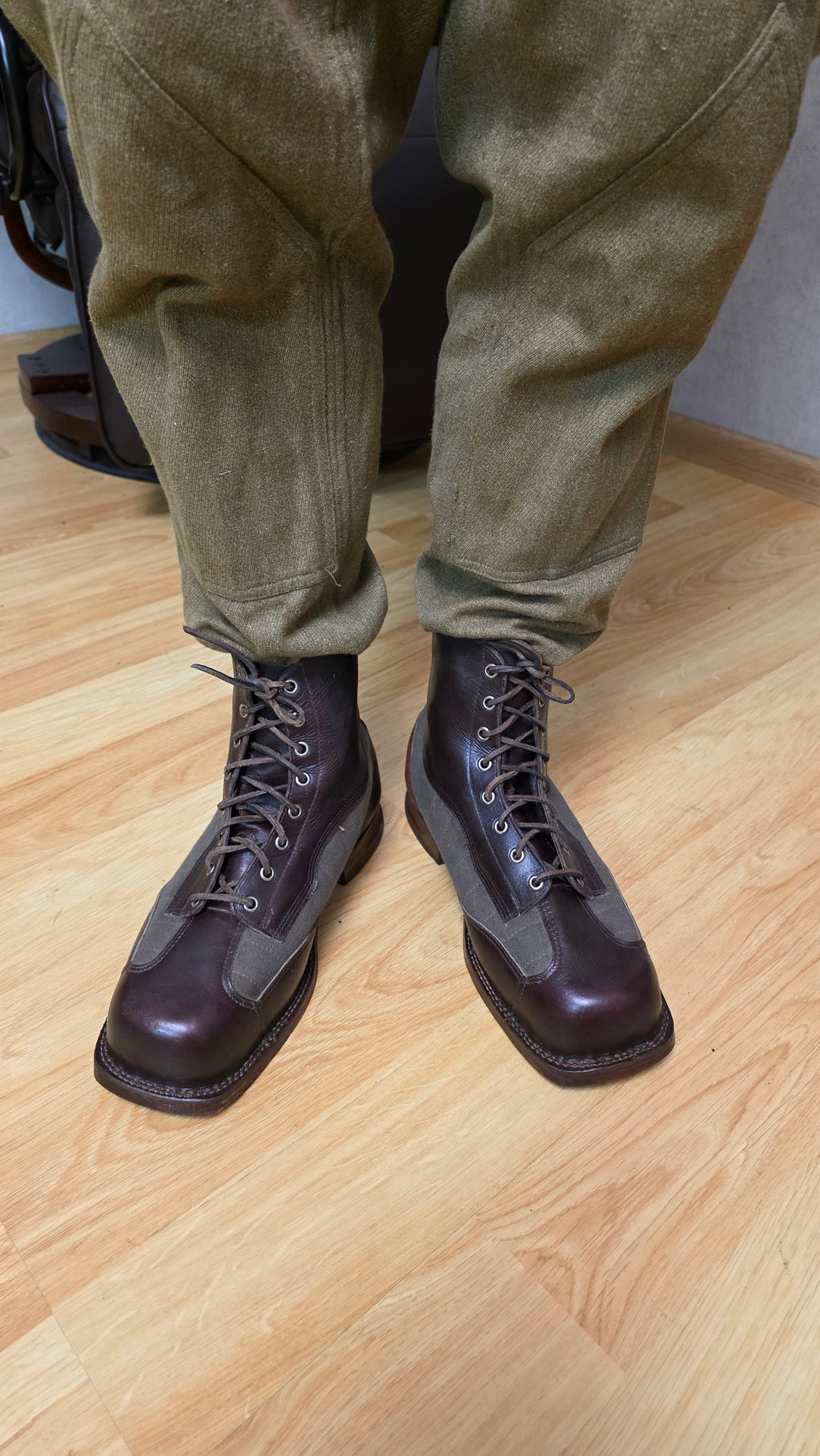 Swedish WWII Mountain Boots Canvas Leather Ski Troop Footwear - Legend Returns Vintage
