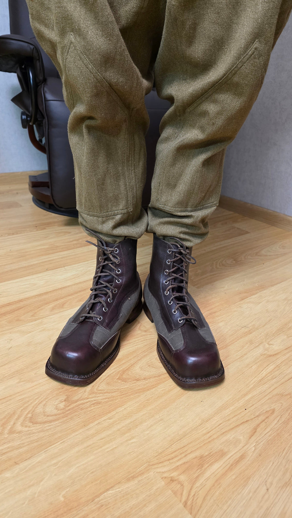 Swedish WWII Mountain Boots Canvas Leather Ski Troop Footwear - Legend Returns Vintage