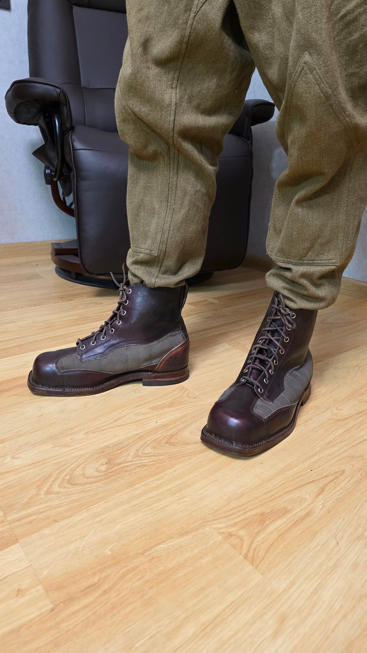 Swedish WWII Mountain Boots Canvas Leather Ski Troop Footwear - Legend Returns Vintage