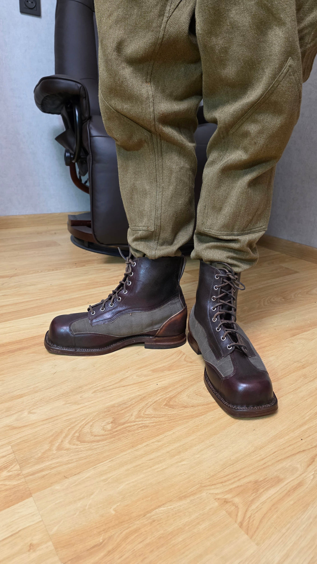 Swedish WWII Mountain Boots Canvas Leather Ski Troop Footwear - Legend Returns Vintage