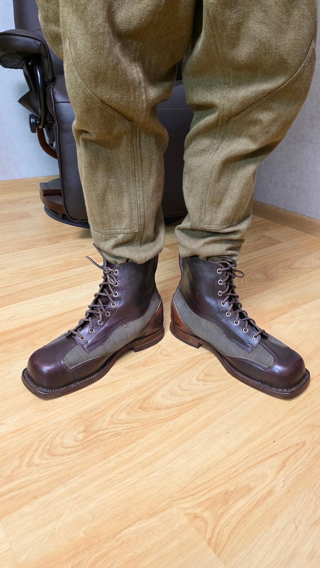 Swedish WWII Mountain Boots Canvas Leather Ski Troop Footwear - Legend Returns Vintage