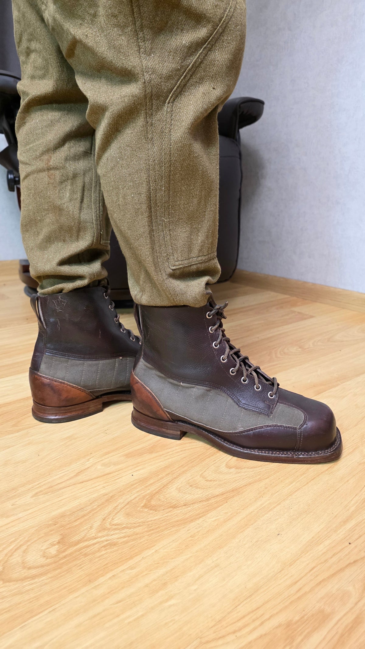 Swedish WWII Mountain Boots Canvas Leather Ski Troop Footwear - Legend Returns Vintage