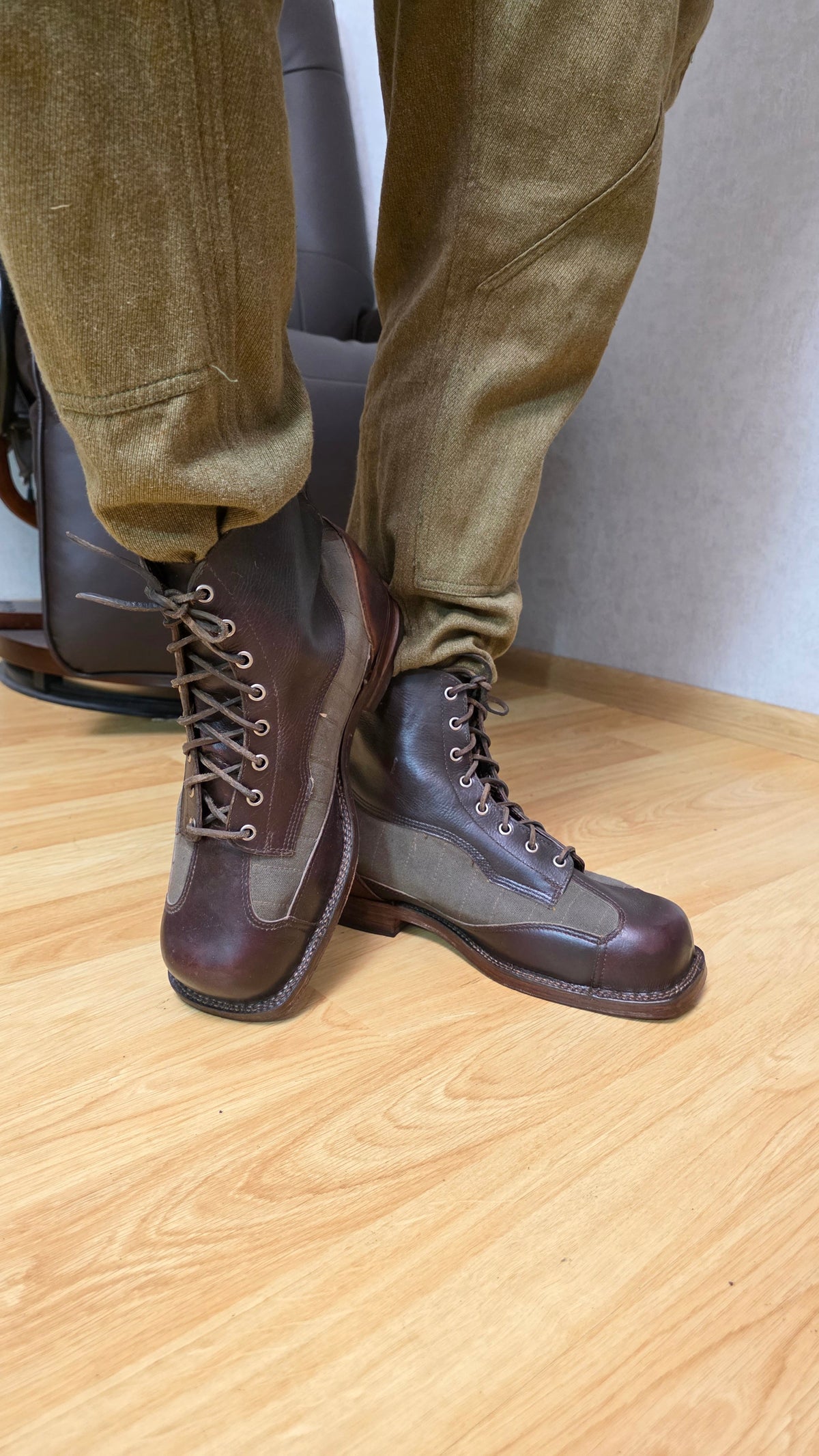 Swedish WWII Mountain Boots Canvas Leather Ski Troop Footwear - Legend Returns Vintage