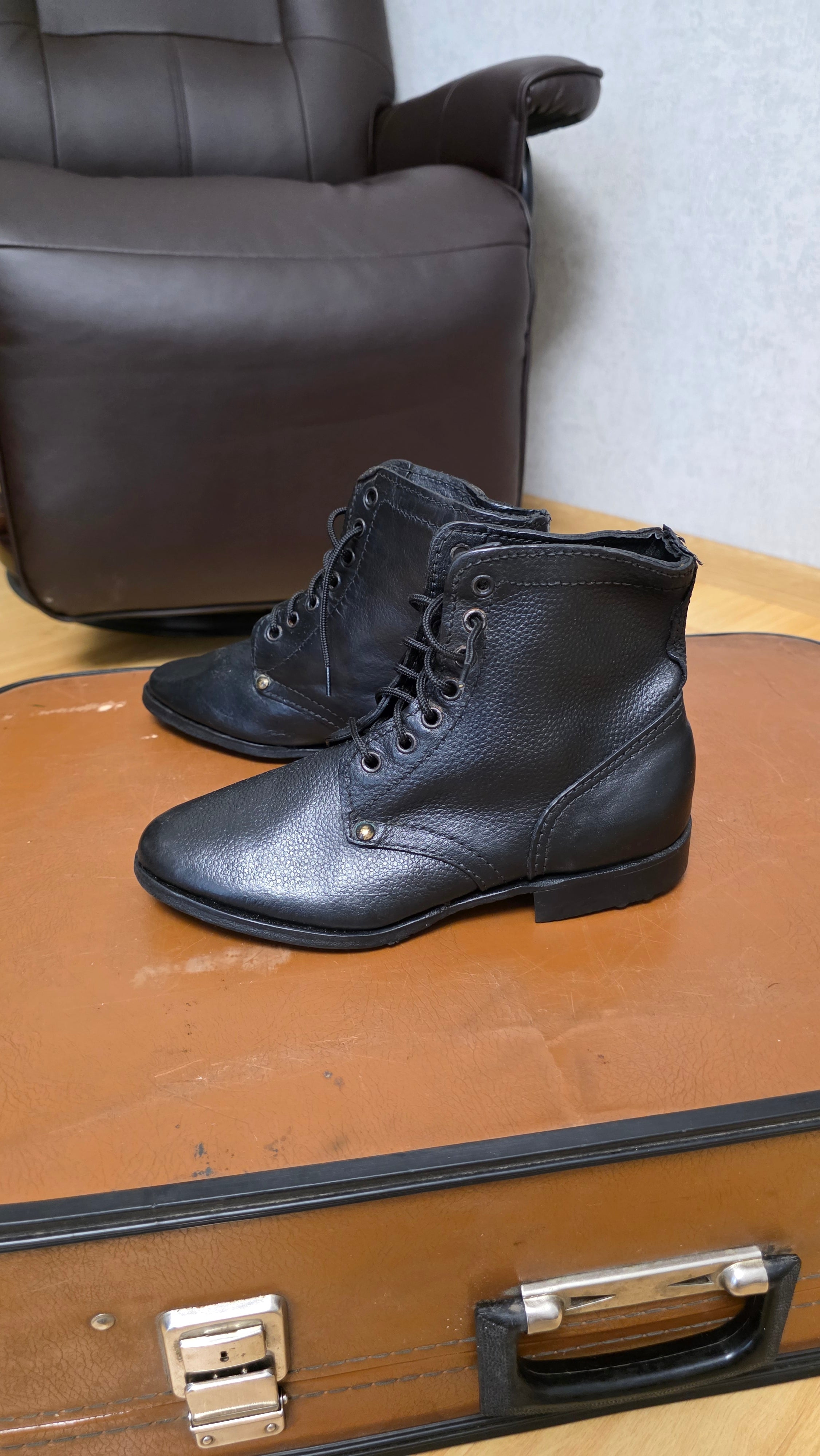 USSR RKKA Style Black Leather Boots Vintage Footwear - Legend Returns Vintage