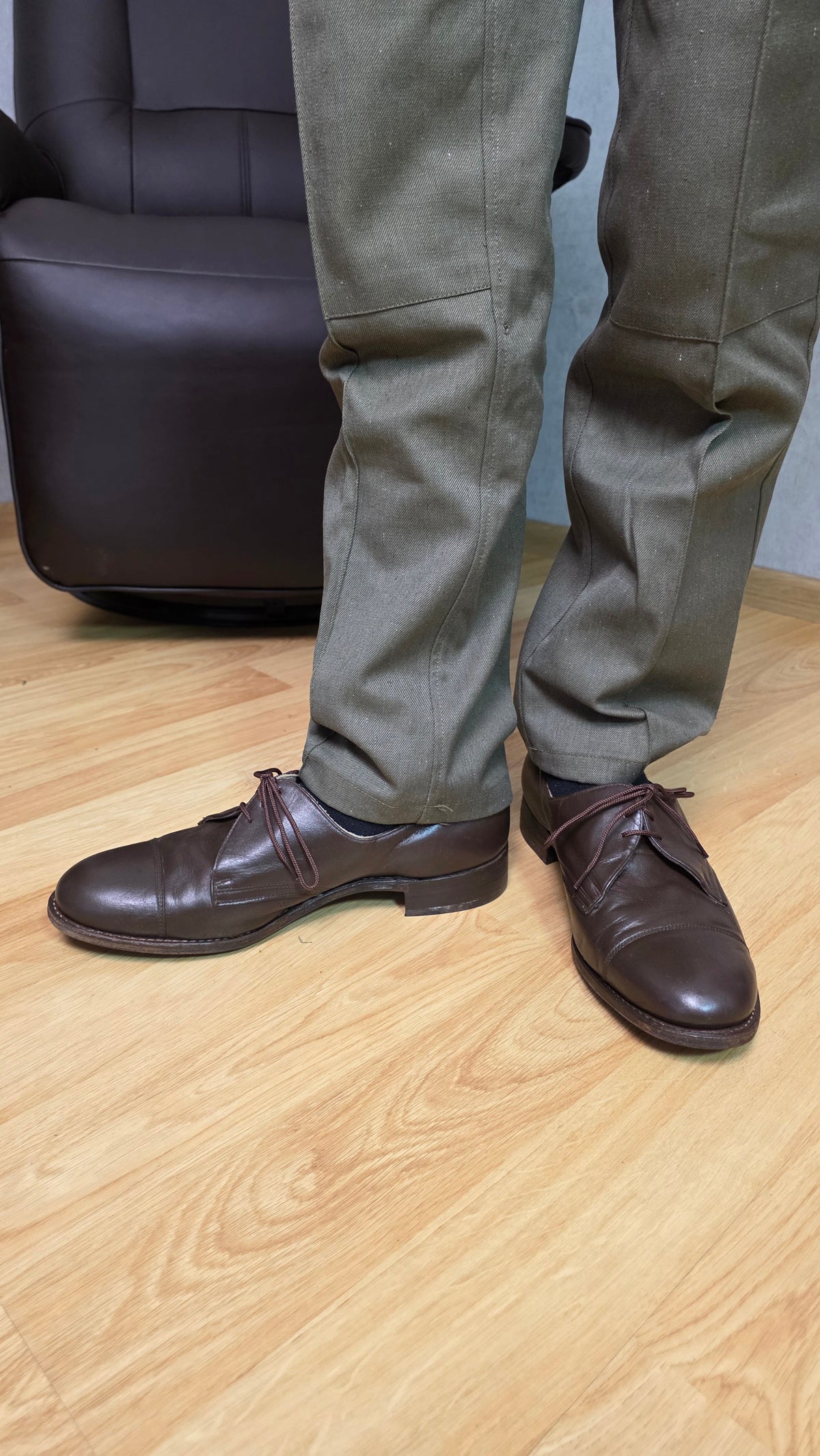 USSR Soviet Vintage Black Chrome Leather Officer Shoes Historical Dress Footwear