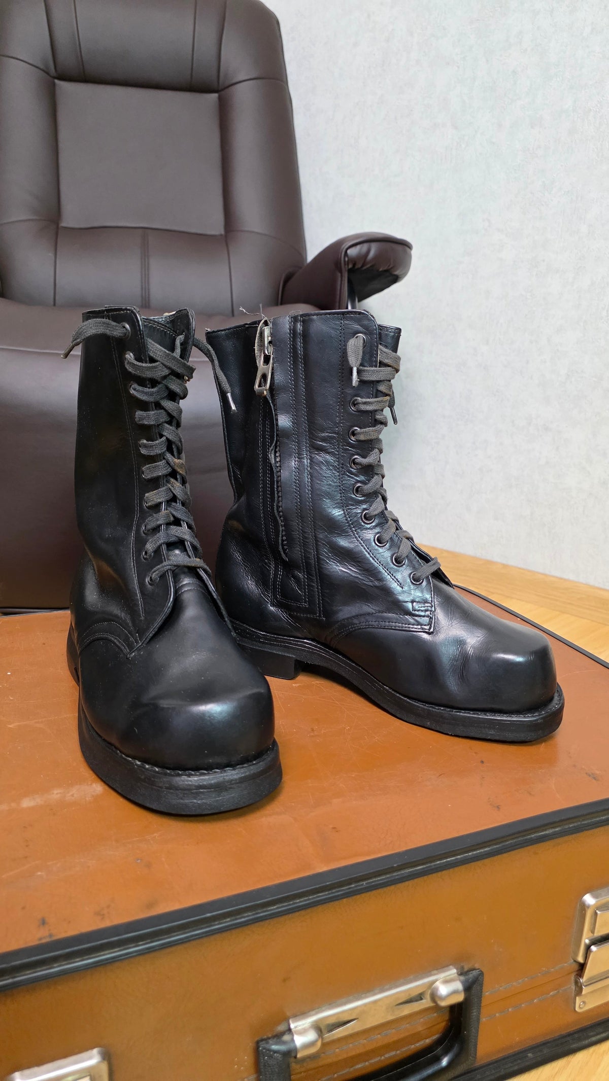 USSR Soviet Vintage Pilot Flight Boots Black Leather Air Force Footwear
