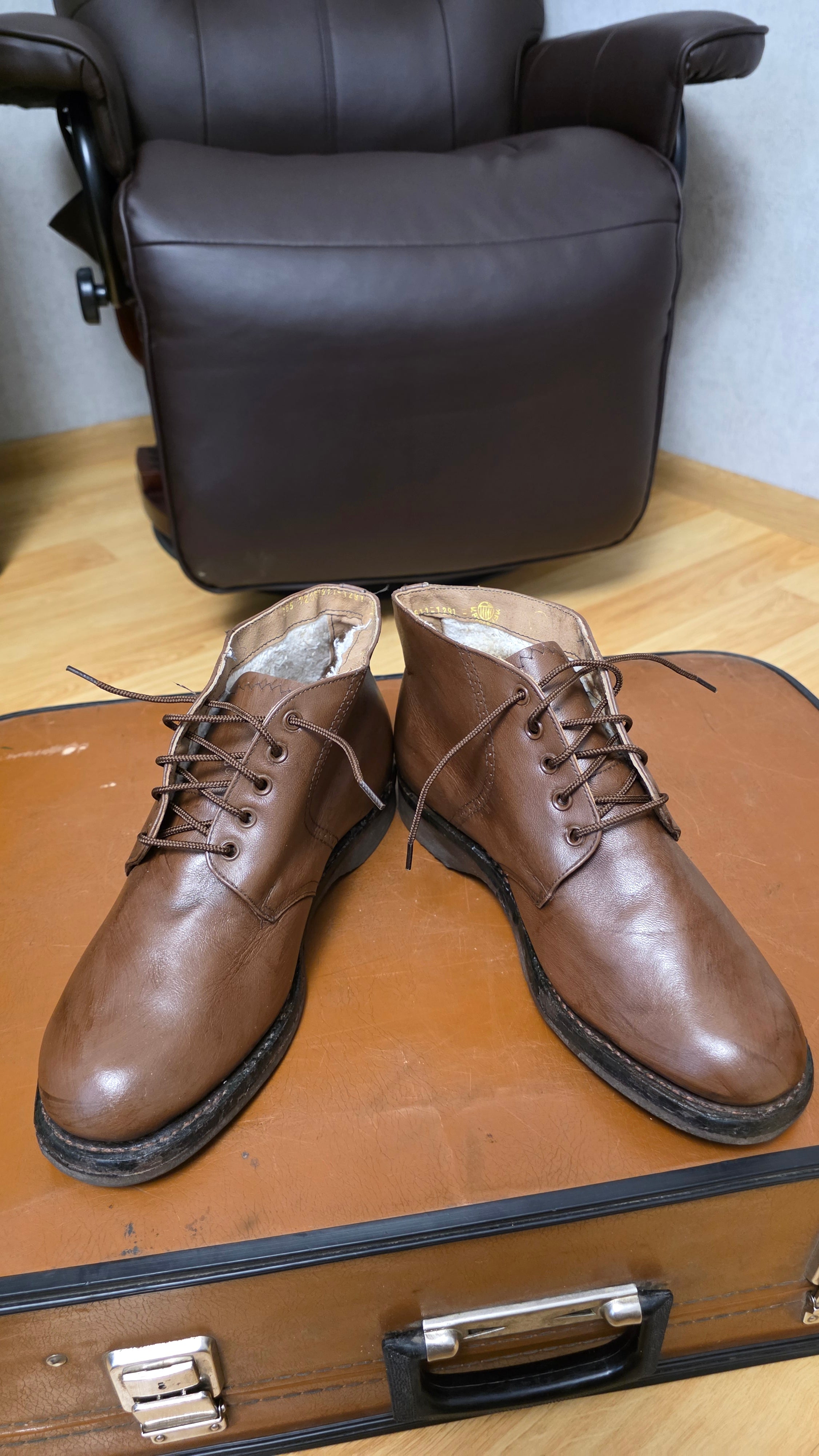 USSR Winter Leather Boots Shearling Lined Soviet Vintage Men's Footwear - Legend Returns Vintage