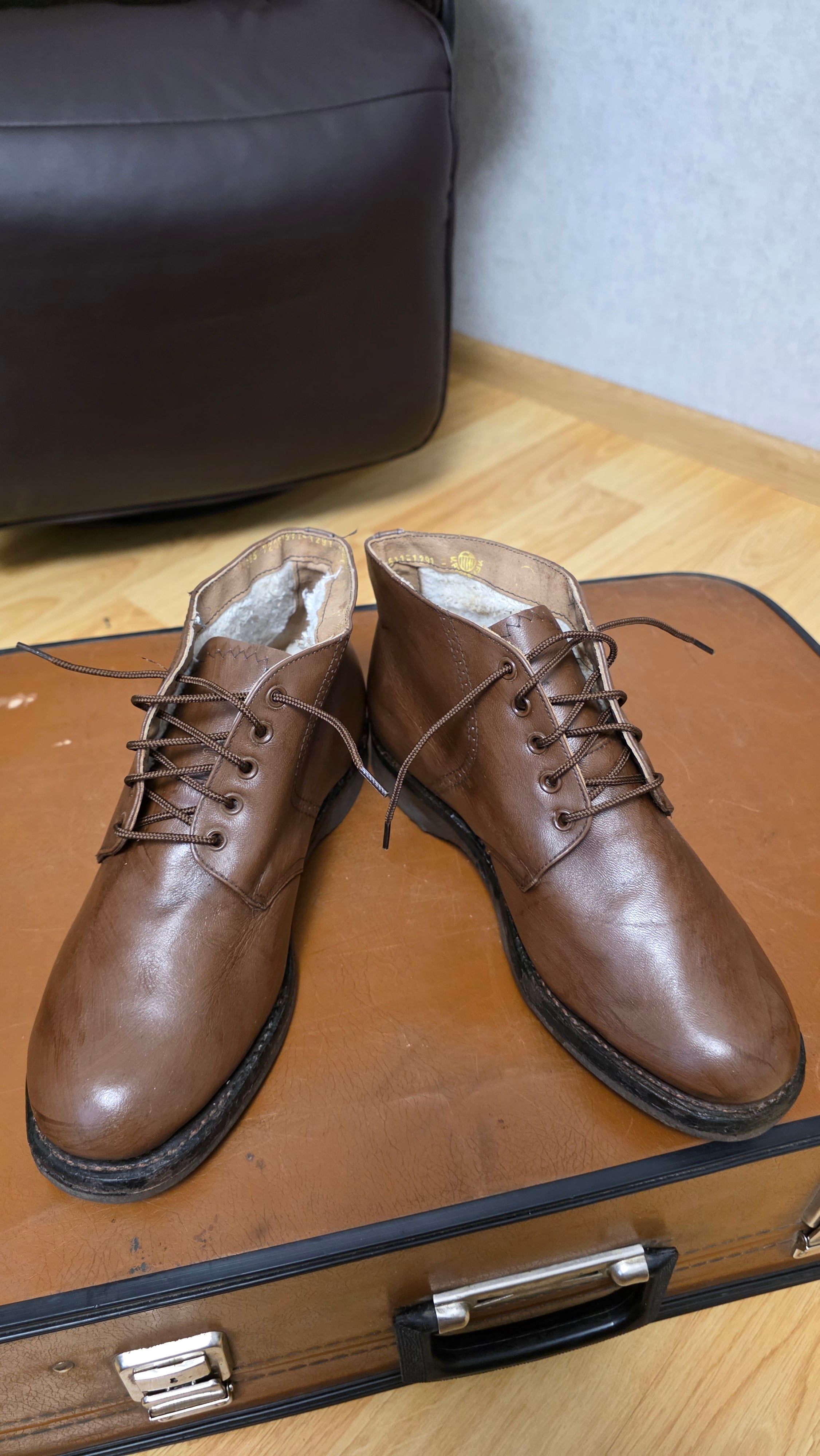 USSR Winter Leather Boots Shearling Lined Soviet Vintage Men's Footwear - Legend Returns Vintage