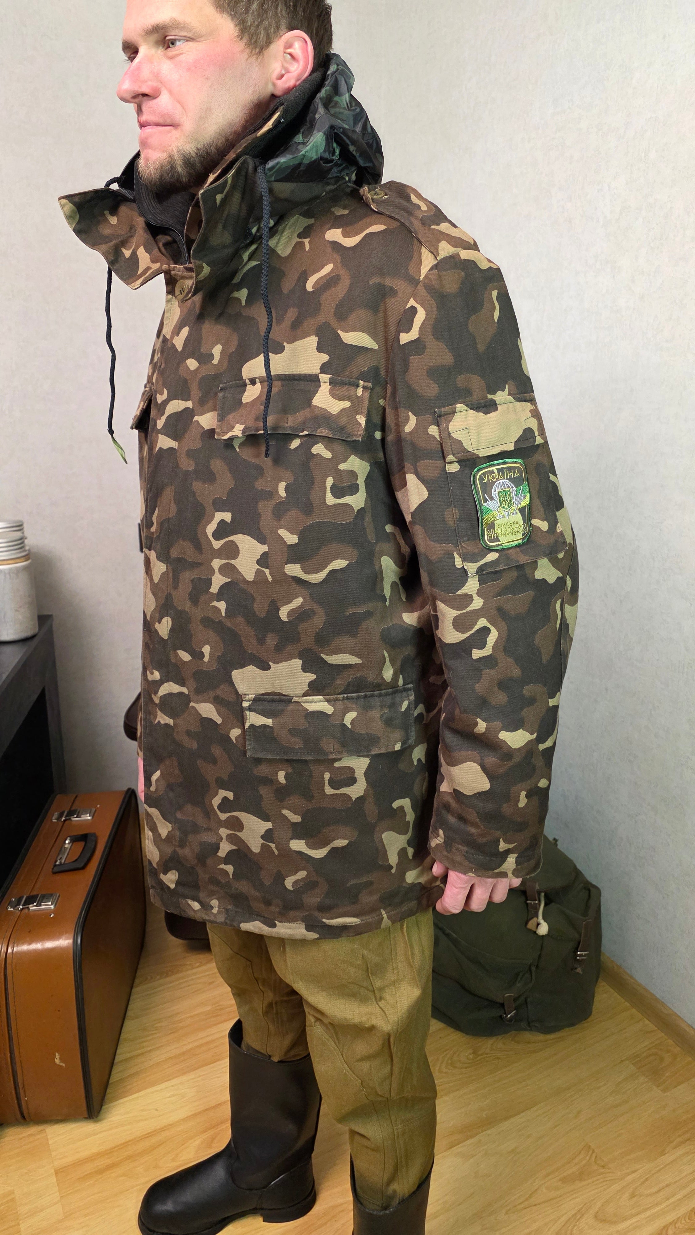 Vintage Dubok Winter Bushlat Jacket VSR-84 Camo Cold Weather Coat