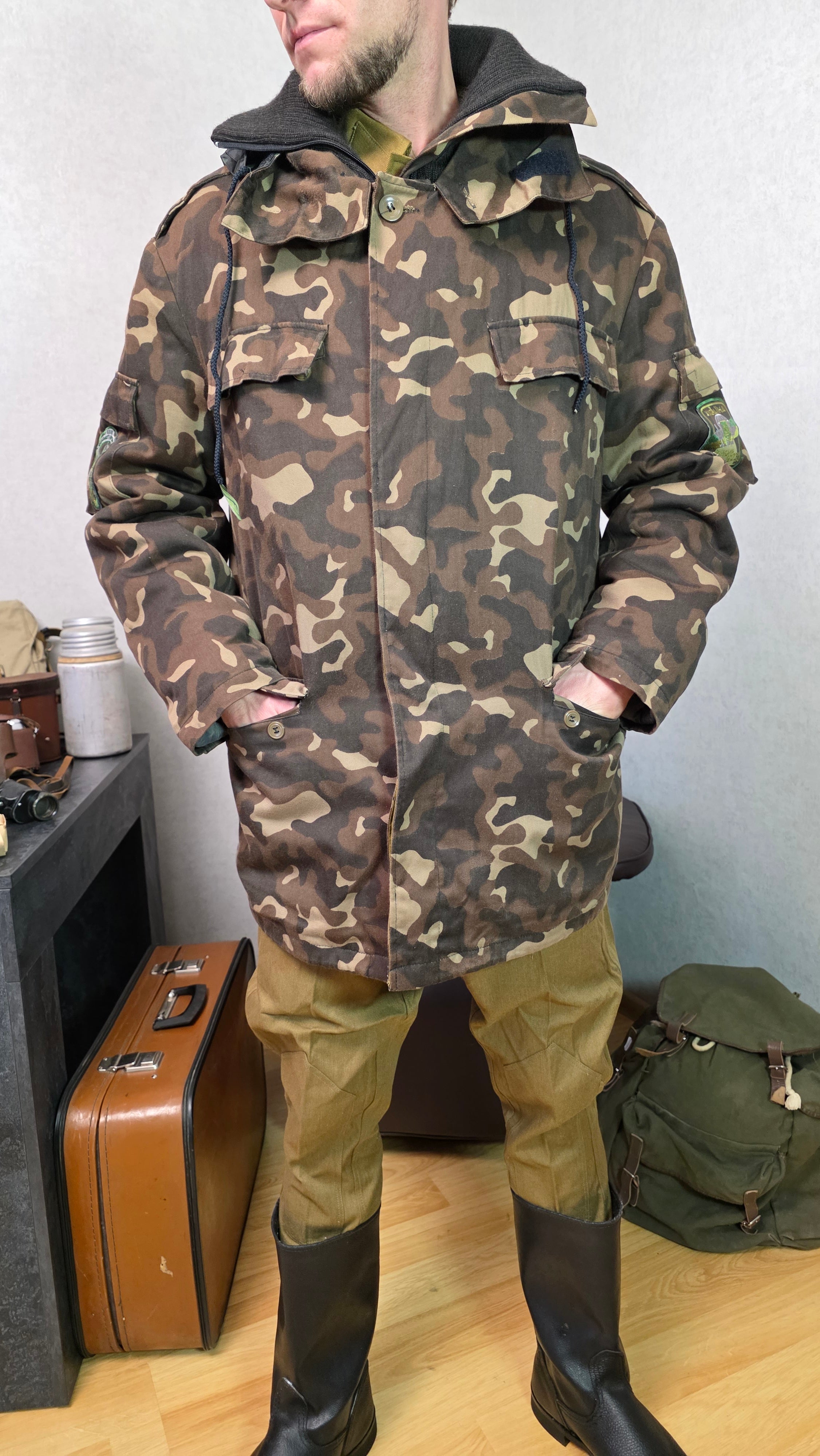 Vintage Dubok Winter Bushlat Jacket VSR-84 Camo Cold Weather Coat